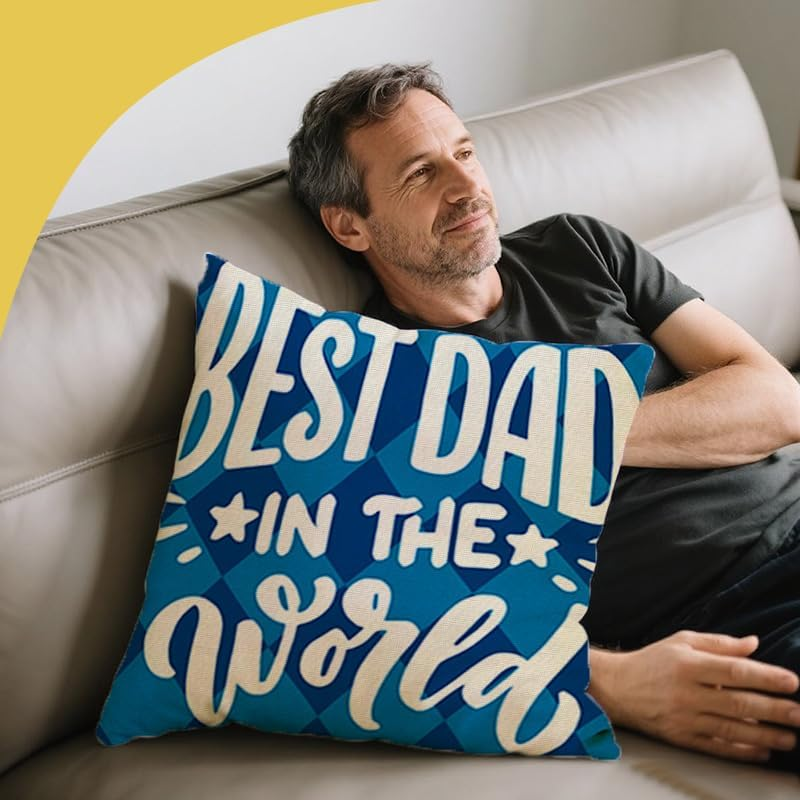 Fathers Day Cushion Covers Pillow for Dad Gift from Daughter Son 18X18Inch Best Dad in the World Throw Pillow Covers for Father Papa Birthday Christmas Pillowcasefor Home Sofa Bed Decor Ornaments
