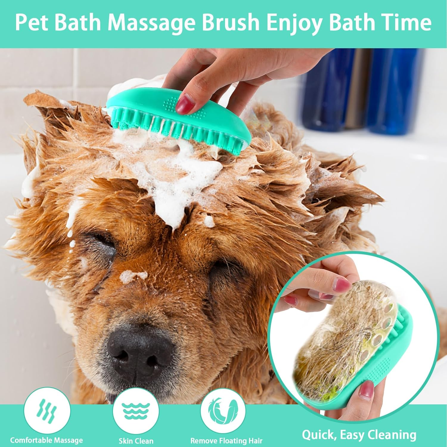 WOPQAEM Dog Brush Kit for Grooming Short & Long Haired Dogs & Cats, 5 in 1 Pet Grooming Set for Small Animals, 5 PCS Puppy Self-Cleaning Slicker Brush and Pet Comb for Shedding Medium & Large Dogs - Black image number 7