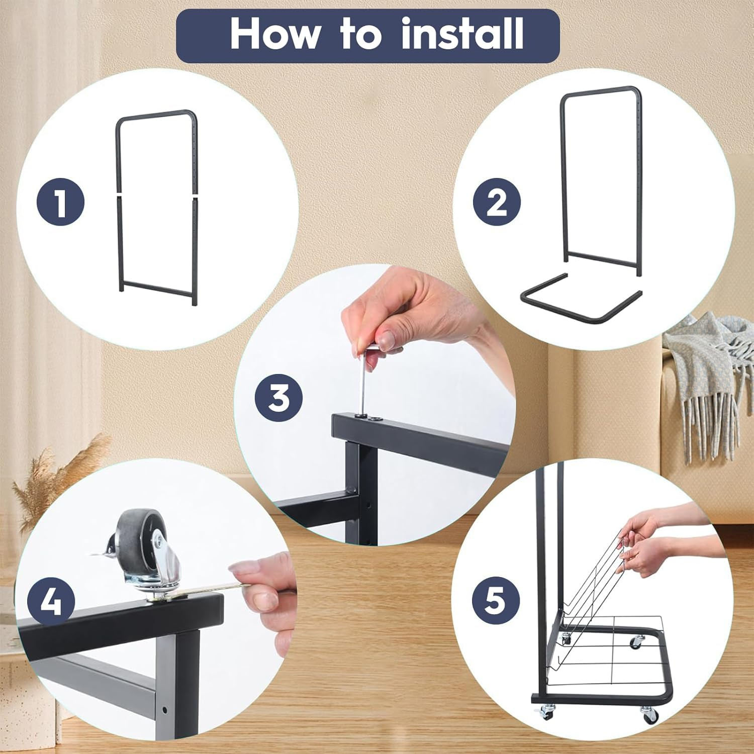 HOOMFIT Portable Art Storage Rack,Painting Drying Rack, 9 Removable Shelves Art Drying Rack with Lockable Wheels image number 2