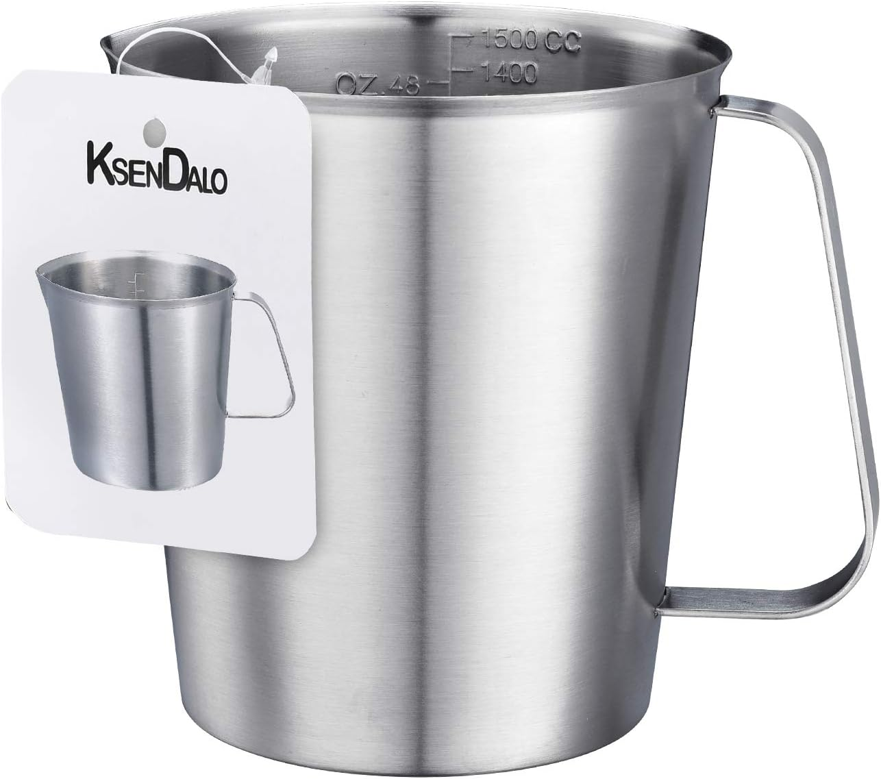 KSENDALO 16Oz/2Cup SUS304 Stainless Steel Measuring Cup - Precision Engraved Markings for Liquid, Coffee, Milk & Espresso - 500Ml Kitchen Mixing Pitcher, Canister & Container for Baking & Frothing image number 3