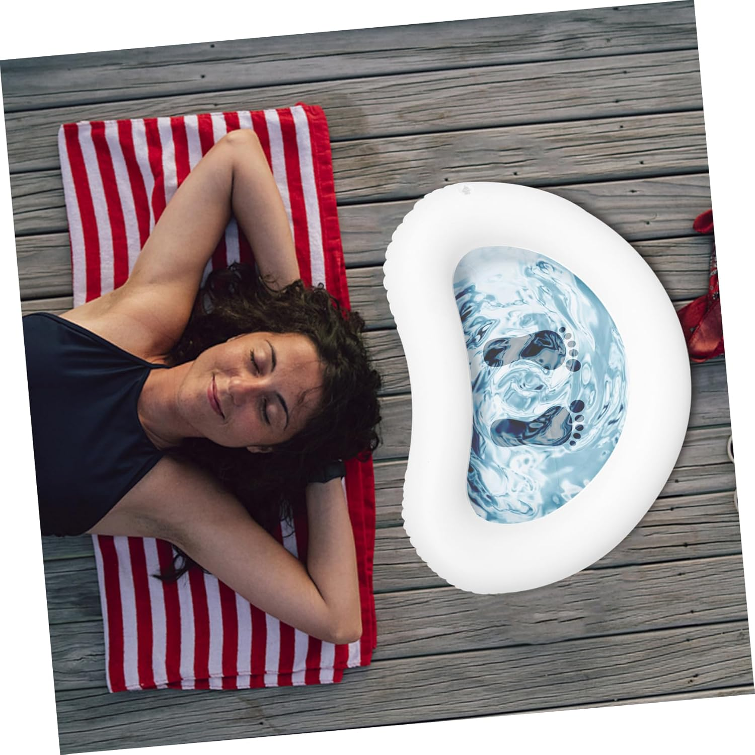 OATIPHO Inflatable Foot Bath Basin Large Pvc Foot Soaking Pool Accessory for Camping Beach Spa - Blue image number 4