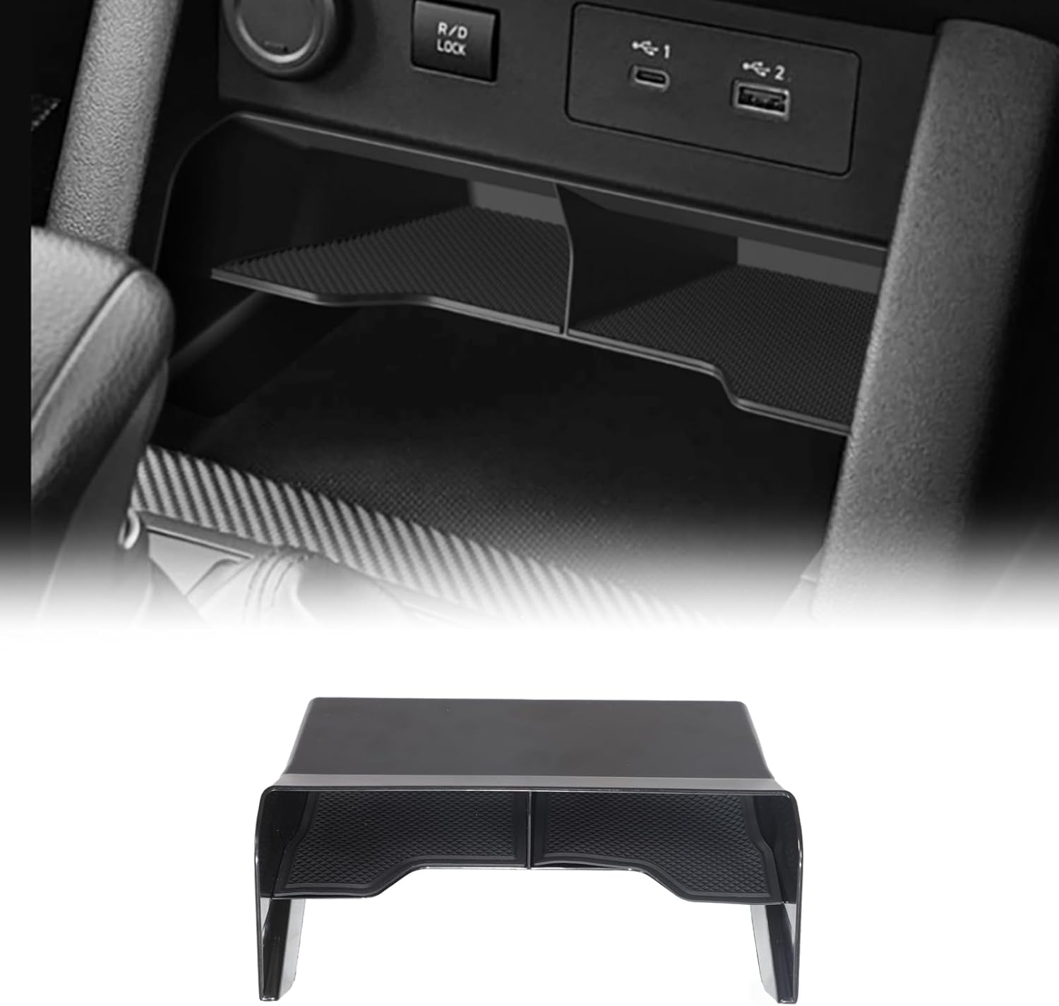 Center Console Organizer Compatible with Mitsubishi Triton / L200 2024-2025 Accessories | ABS Insert Front Dividers Tray with Anti-Slip Pad | 1PC Set