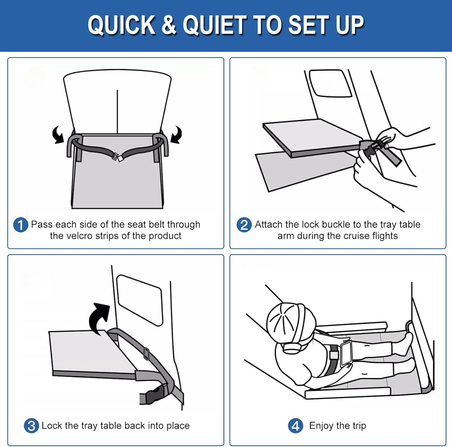 Airplane Bed for Toddler 79 * 44Cm, Airplane Seat Extender for Kids,Plane Travel Essentials for Travel Waterproof Lightweight Plane Foot Hammock Suitable for All Aircraft Seats image number 5