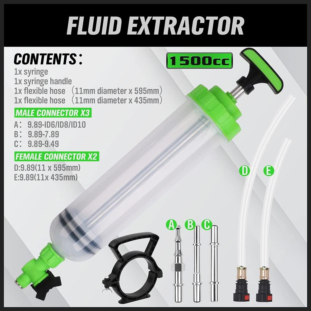 SWANLAKE 1500ML Fluid Extractor, Waste Oil Extraction & Fill Pump, Fluid Syringe Pump Manual Suction Vacuum Fuel Car Transfer image number 5