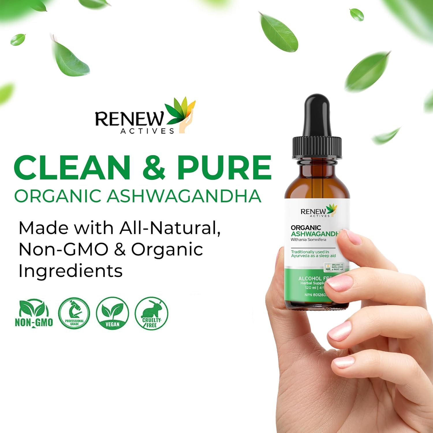 Renew Actives Organic Ashwagandha Liquid &ndash; Fast-Absorbing Formula for Cognitive Function, Memory, Energy, Stress Reduction, Restful Sleep, Immune Health, Vitality & Mental Clarity &ndash; 120 Ml image number 5