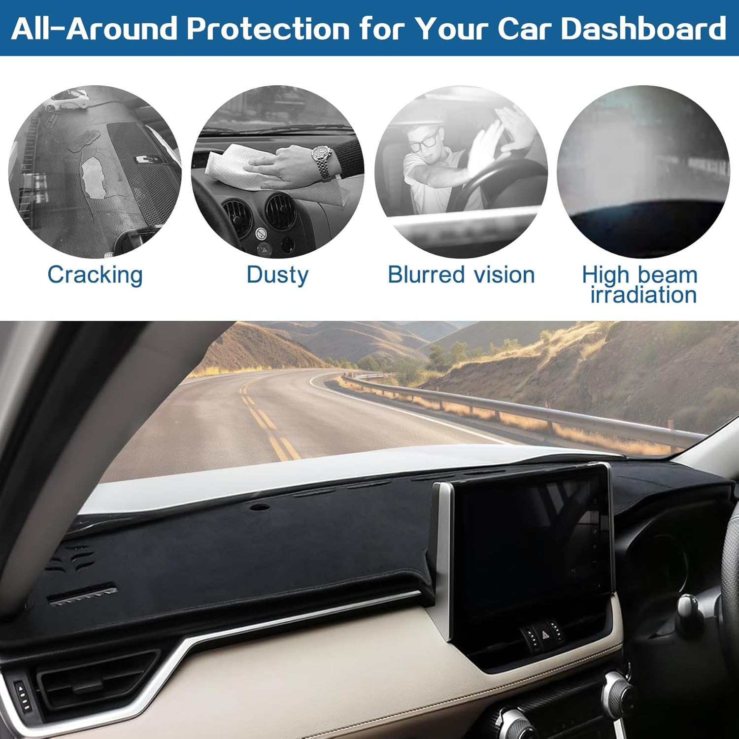 Car Dash Mat Dashboard Cover for Toyota Rav4 2025-2019 Non-Slip Suede Dash Pad Sunshield Windshield Glare Protector for for Toyota RAV4 Interior Accessories image number 1