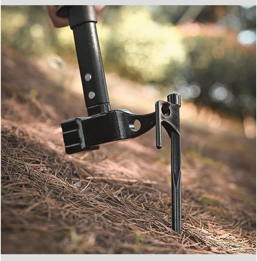 ZONADA Outdoor Camping Hiking Hammer Mallet Puller for Tent Pegs Stakes Black 32Cm Non-Slip Head Design with Holding Strap and Bag image number 4