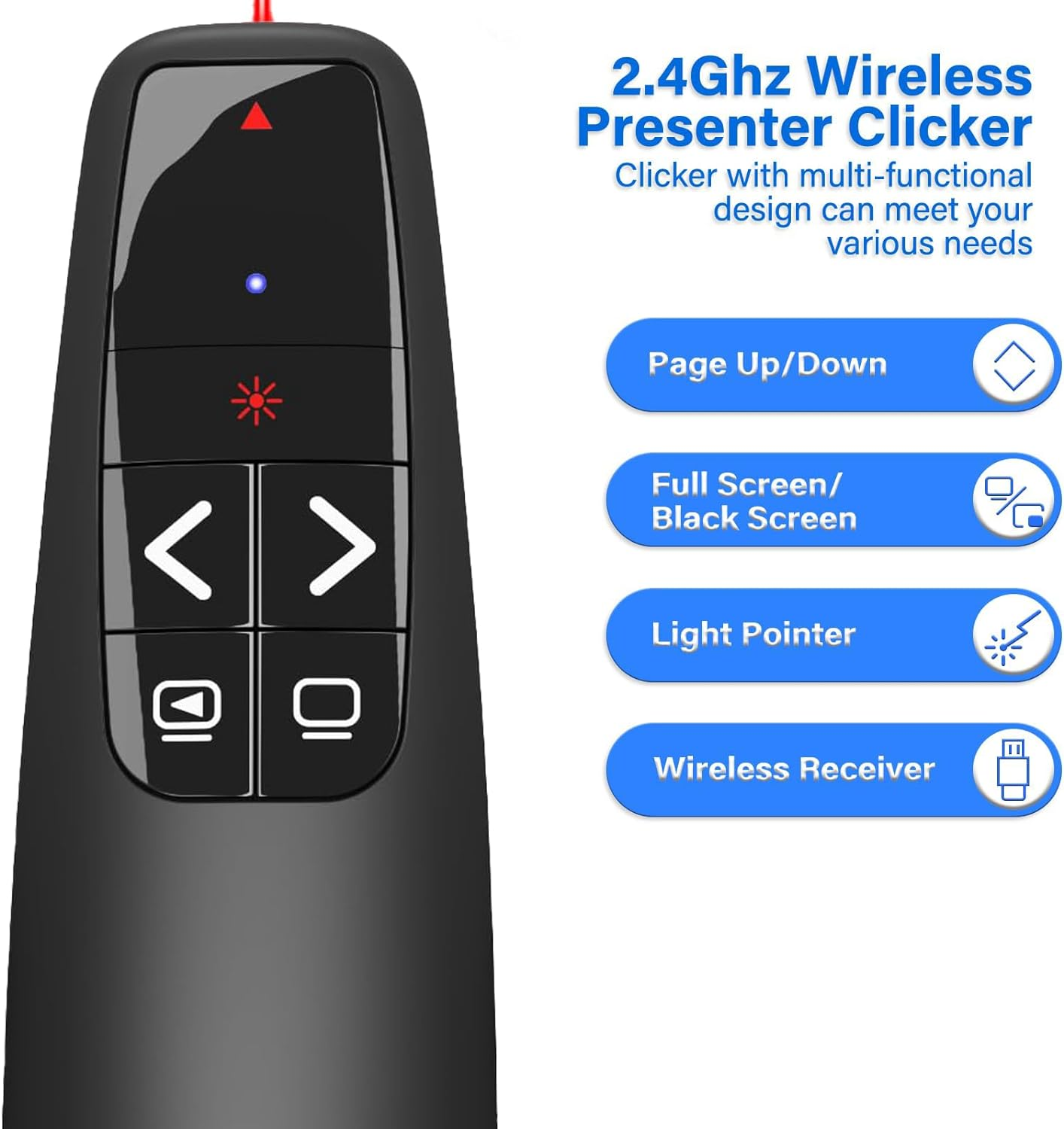 Wireless Powerpoint Remote Presentation Clicker, USB Wireless Presenter Remote-Clicker for Laptop Presentations Remotes, USB Wireless Presenter Remotes, Ergonomic Design - Universal Compatibility image number 5