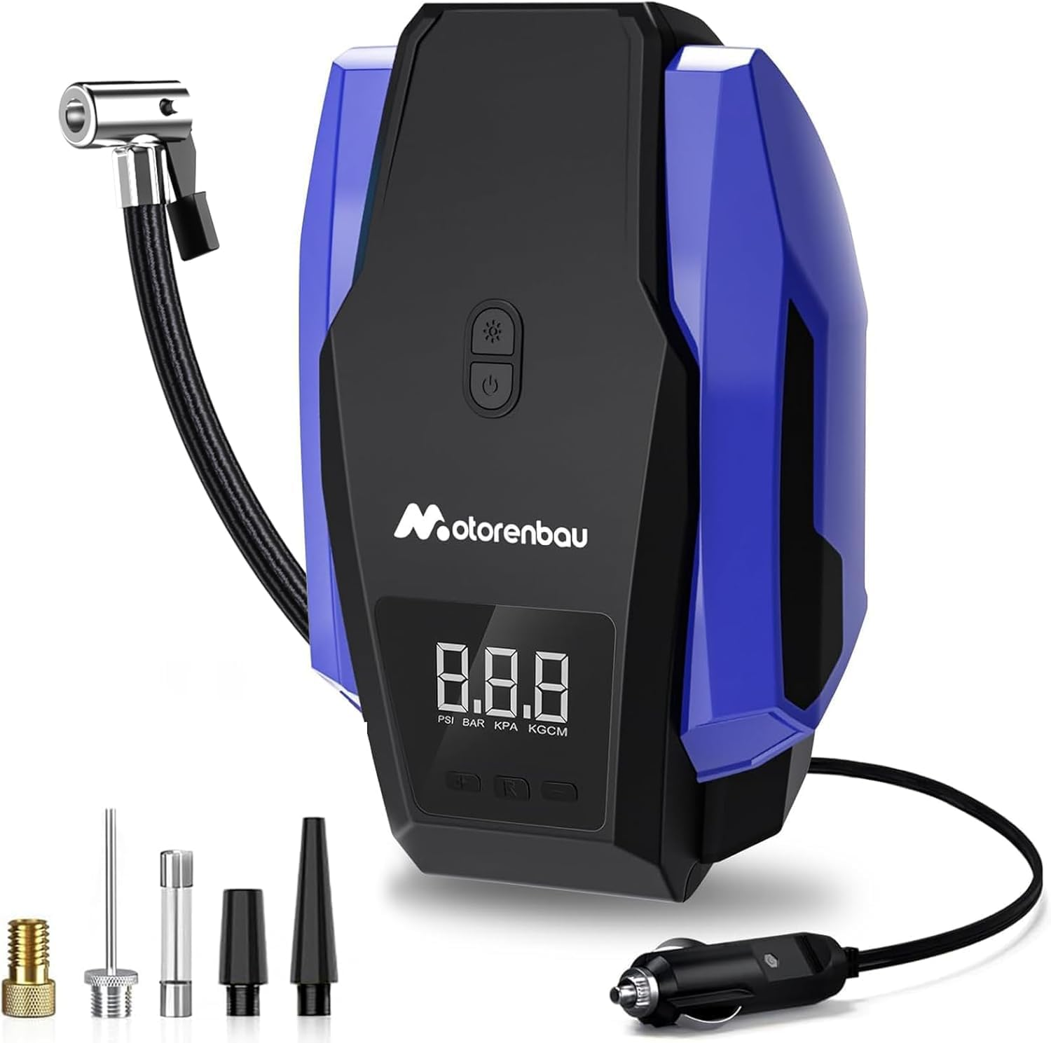 Portable Tire Inflator Air Compressor 12V DC, Auto Tyre Pump with LED Light Car Accessories, Digital Air Pump for Car Tyres, Suv,Basketballs,Bicycles,Swimming Rings (Blue) image number 5