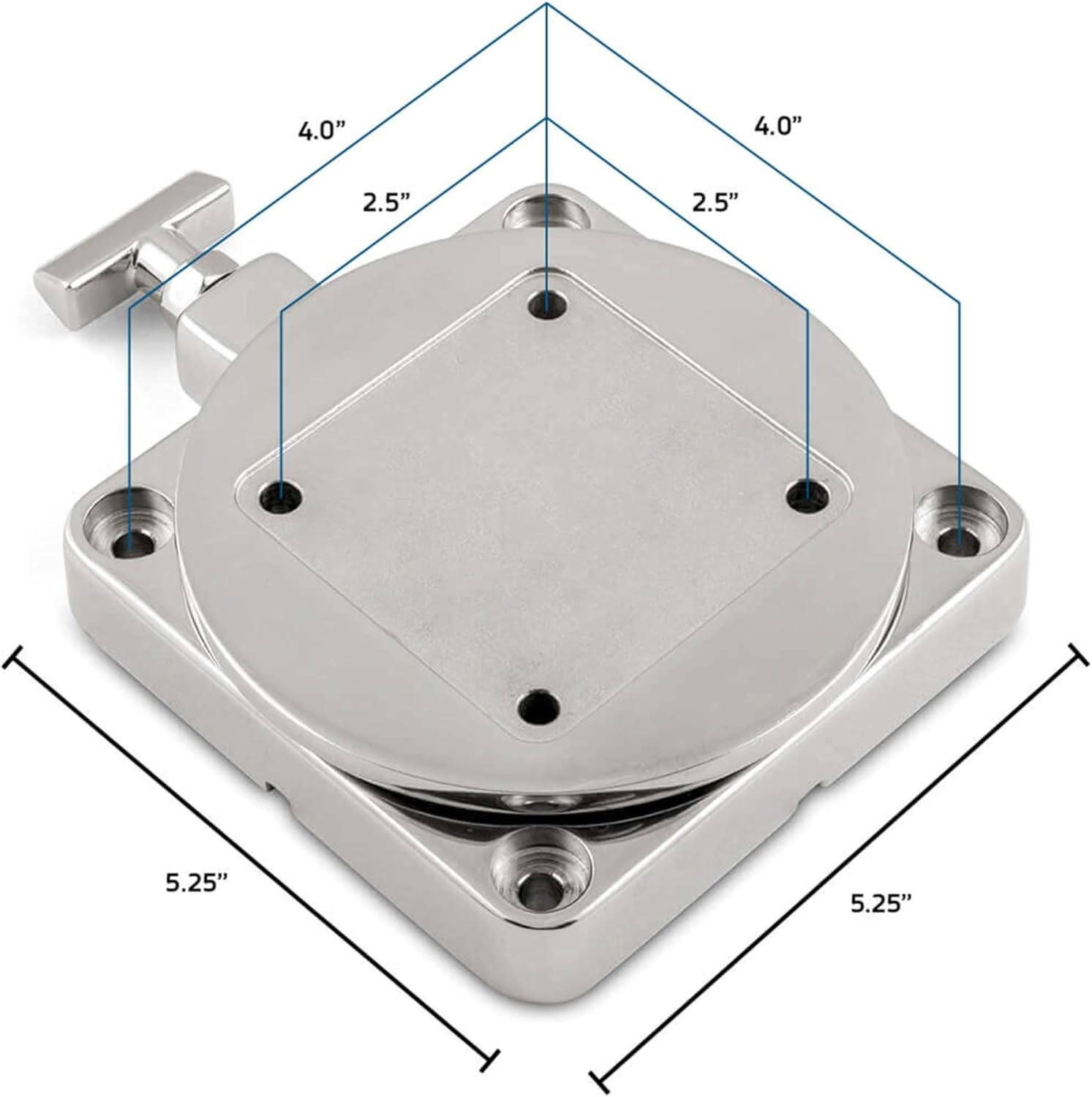 Cannon 1903002 Low-Profile Swivel Downrigger Mounting Base, Stainless Steel image number 4