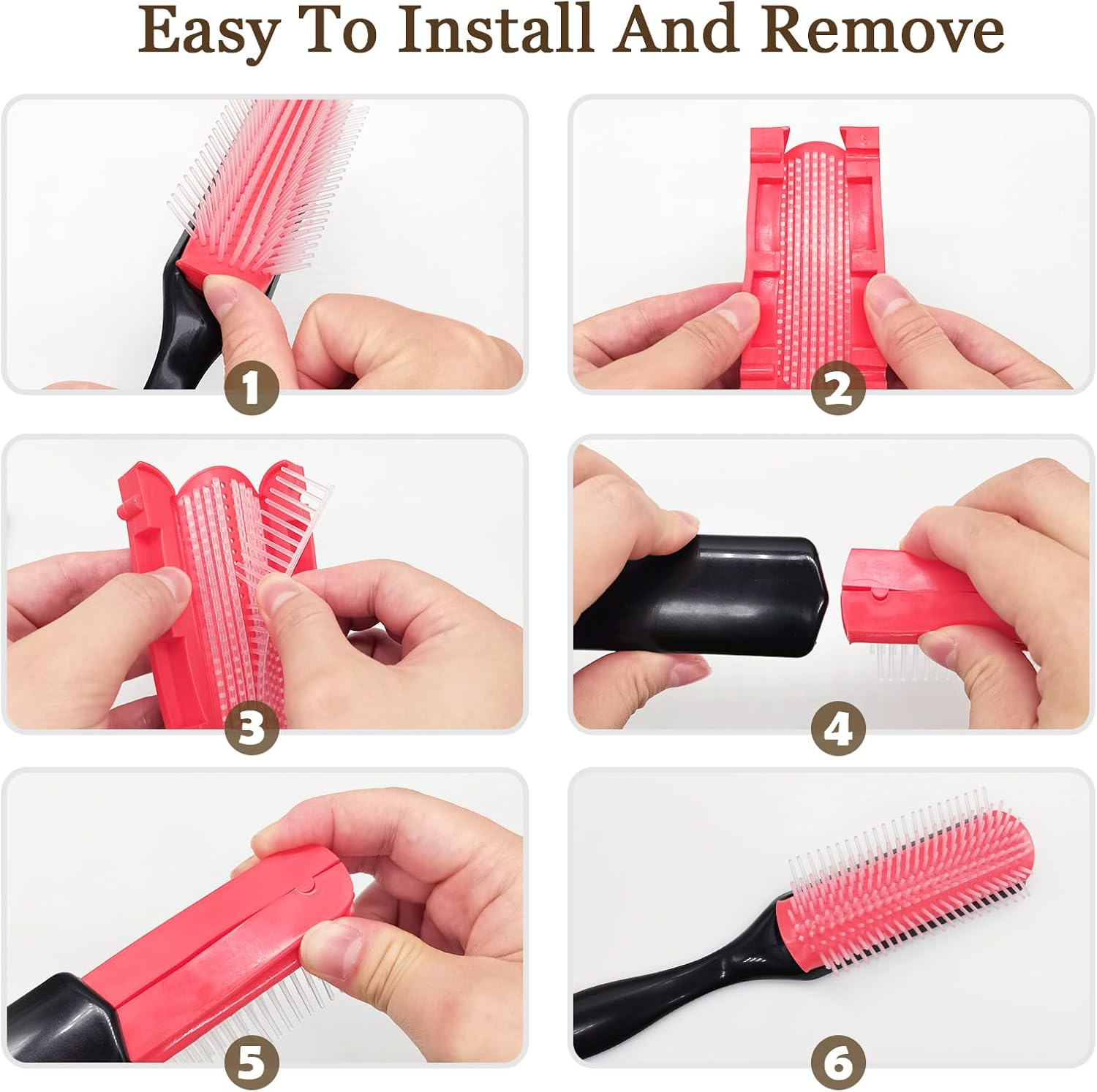 9-Rows Cushion Nylon Bristle Hair Brush Women Men Curly Wet or Dry Hair Classic Detangling Brushes for Separating Shaping Defining Curls Blow-Drying Styling Detangling image number 3