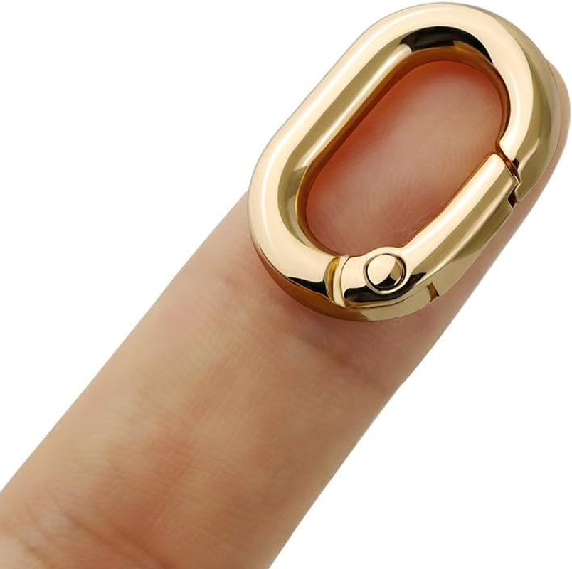 10 PCS TANJUN Carabiner Metal Spring Key Ring, Spring Keyring Buckle, Oval Ring for Bags,Purses