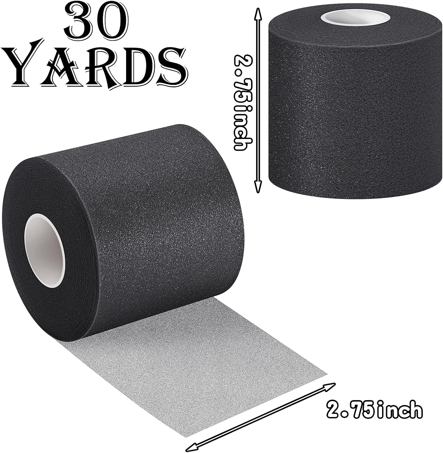 BBTO 3 Pieces Foam Underwrap Sports Pre-Wrap Athletic Tape, 2.75 Inch by 30 Yards (Black) - Black image number 6