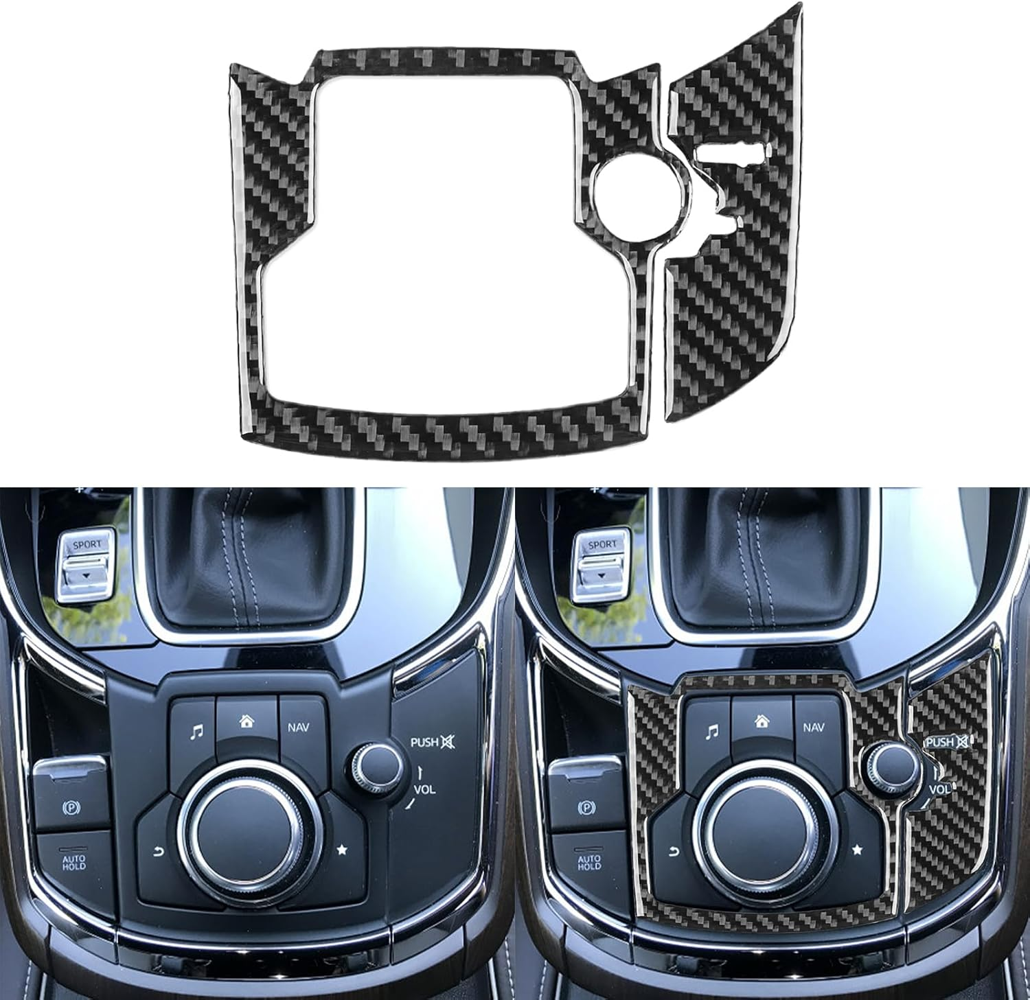 NVCNX Real Premium Carbon Fiber Car Center Console Panel Cover Trim Interior Accessories Compatible with Mazda CX9 CX-9 2020 2021 2022 2023 Black