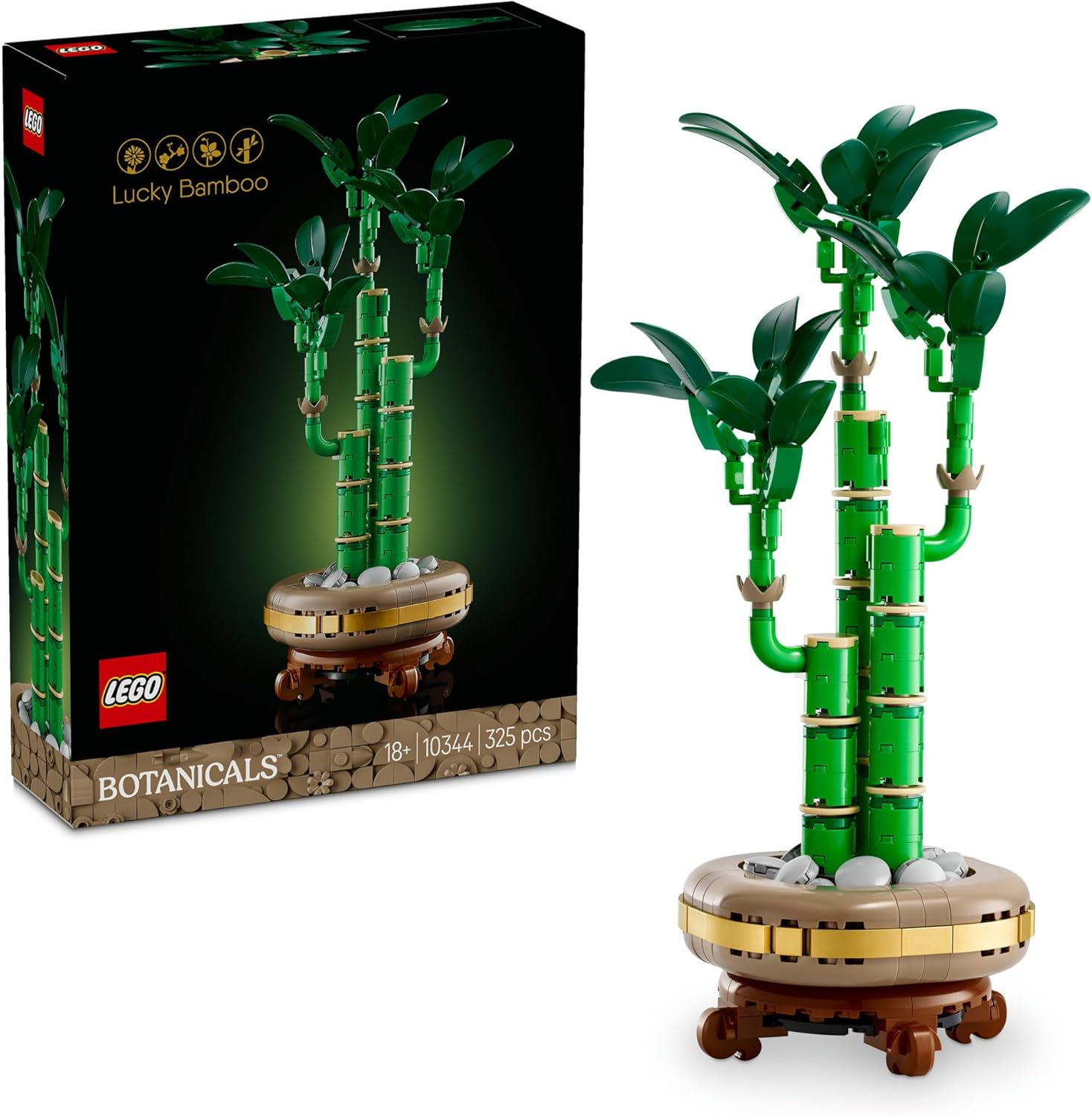 LEGO Botanicals Lucky Bamboo Indoor Artificial Plant Set, Craft Kit for Adults Includes a Buildable Pot for Office or Home Decor, Building Set for Women & Men 10344 image number 4