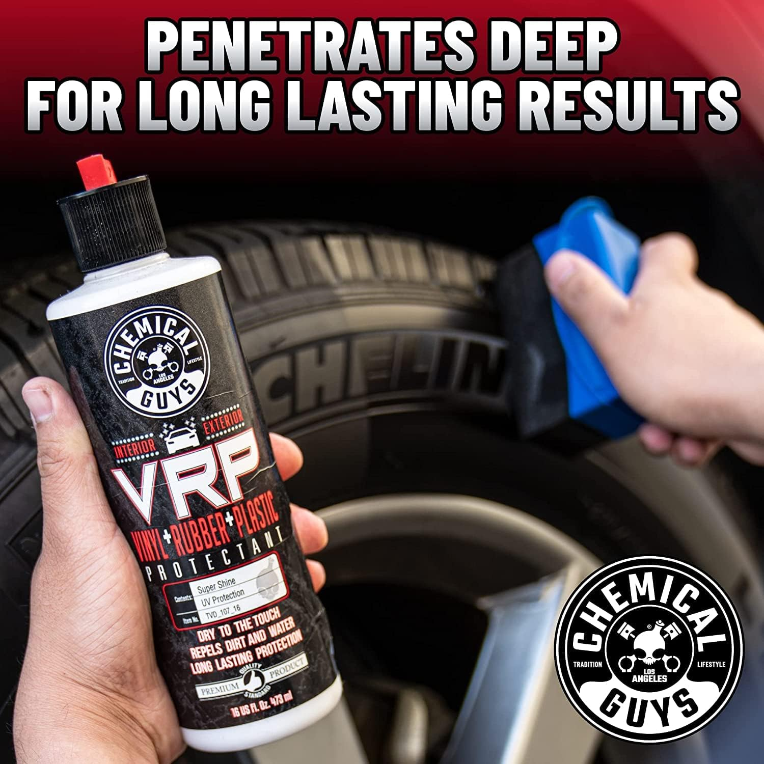 Chemical Guys VRP Super Shine Dressing (473Ml) + Durafoam Contoured Large Tire Dressing Applicator Pads (2 Pack) Bundle image number 4