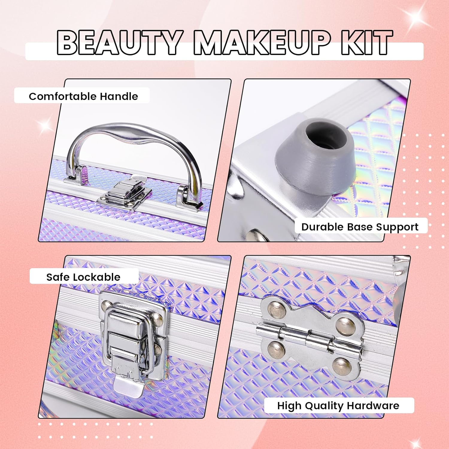 Makeup Kit for Women Girls, Fashionable Make up Present Set for Beginners Professionals Traveler with Case, Makeup Essential with Eyeshadow Palette, Lip Gloss, Mascara,Foundation Face Primer(Purple) - Pink image number 7