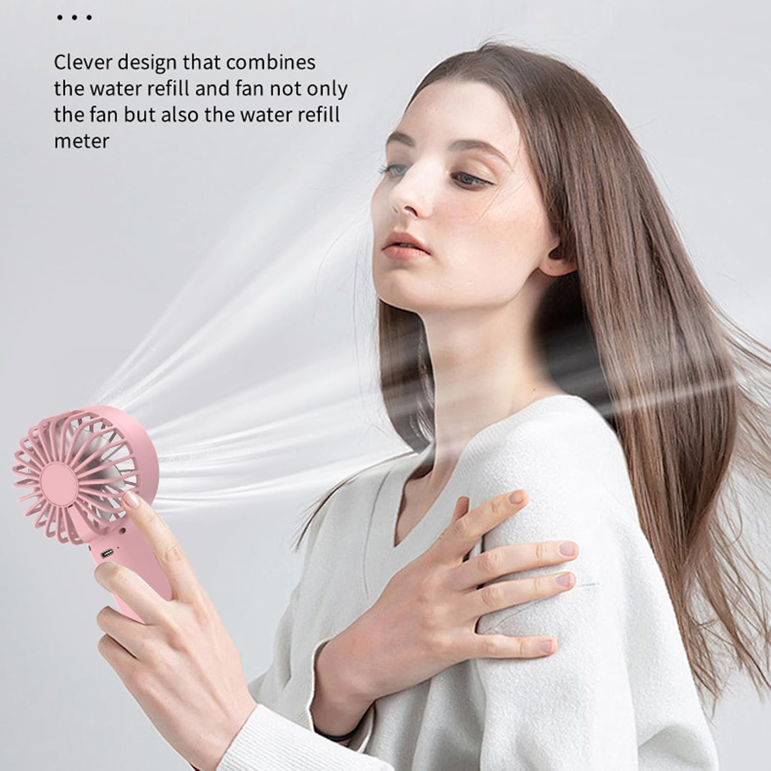Misting Fan Portable, Handheld Personal Mister Fan, Small Fan Rechargeable, Mini Spray Water Mist Fan, Kids Women Portable Fan for Travel, Outdoors, Hiking, Camping Home Office (Yellow) image number 4