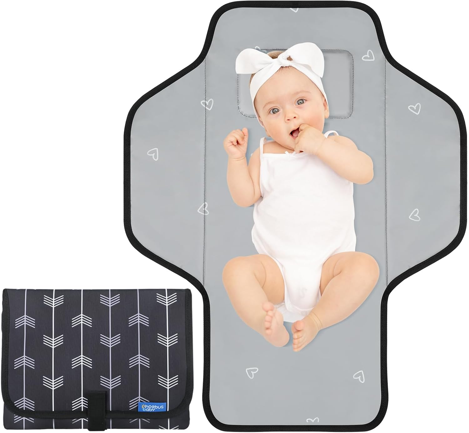 Baby Portable Changing Pad Travel - Waterproof Compact Diaper Changing Mat with Built-In Pillow - Lightweight & Foldable Changing Station, Newborn Shower Gifts