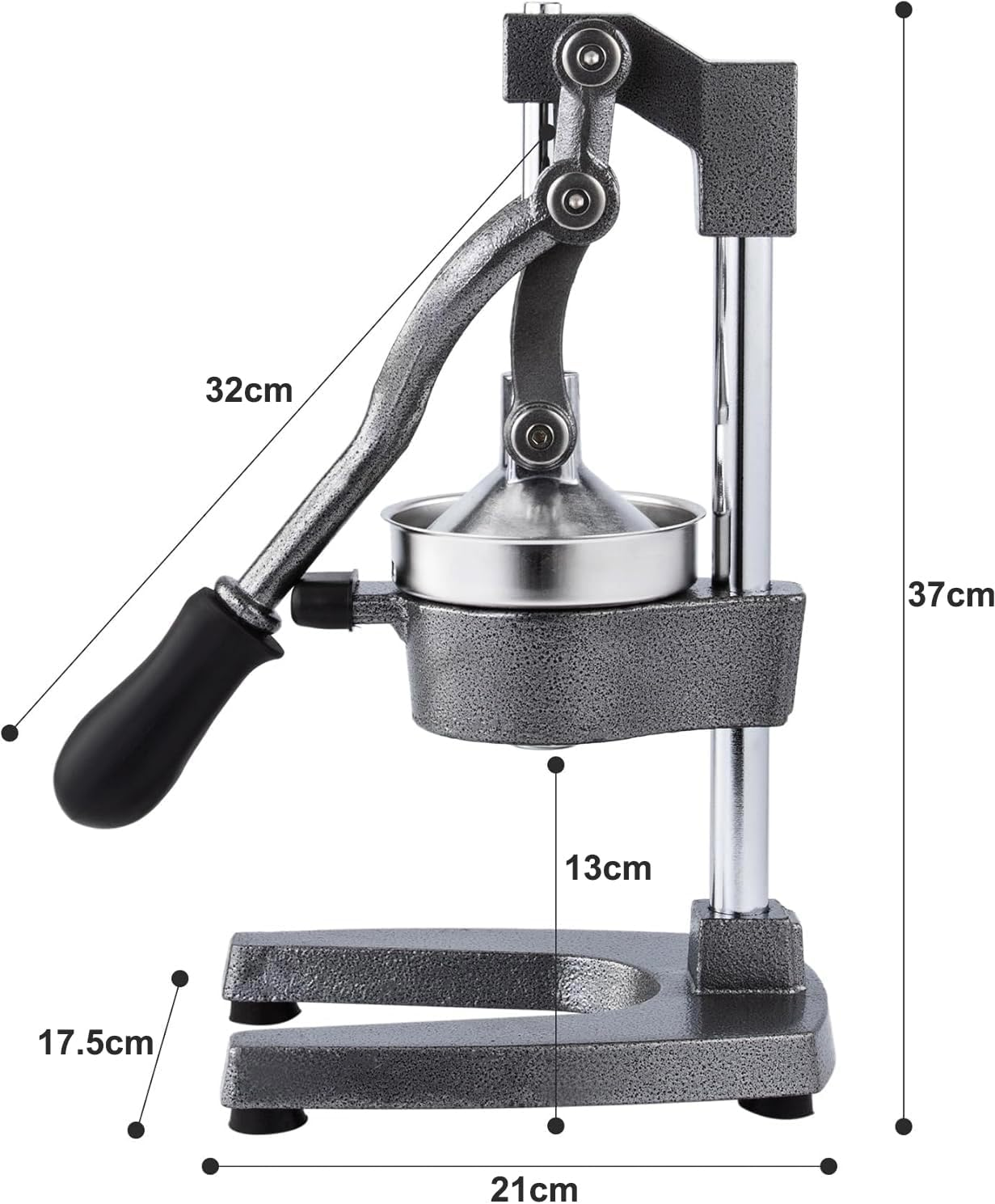 Cast Iron Citrus Juicer, Hand Press Juicer Machine for Orange Juice Pom Lime Lemon Juice, Large Commercial Lemon Squeezer and Orange Crusher, Easy to Clean, Gray image number 1