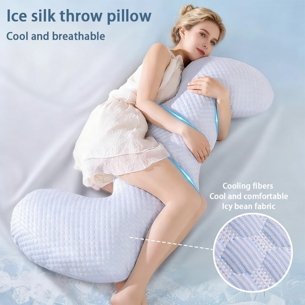 Full Body Pillow, One Piece Full Body Pillow, Memory Foam Firm Body Pillow for Side Sleepe, Cooling Long Pillow, Bed Bedroom Side Sleeping Leg Pillow for Side Sleepers, Pregnancy, Back Pain image number 2