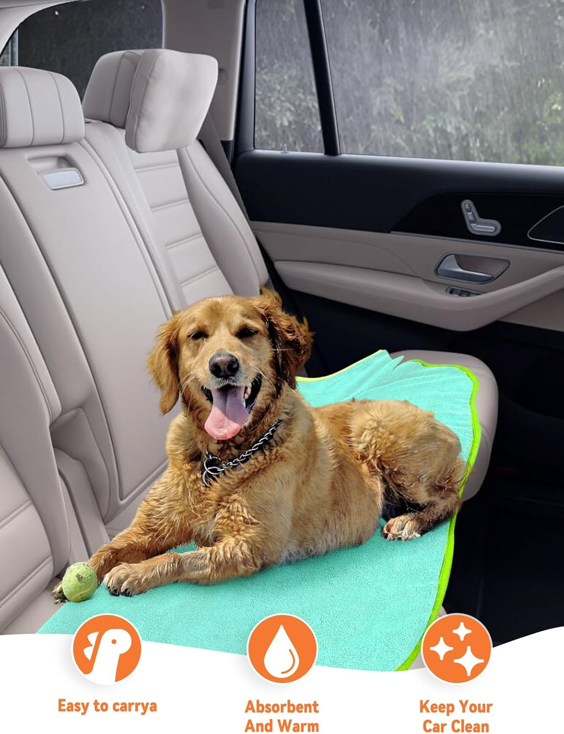 Bibykivn Bathrobe for Dogs, Microfibre Dog Bathrobe, Adjustable Collar with Velcro Closure, Quick Drying, Bath Towel for Large, Medium, Small Dogs/Cats (Blue, L)