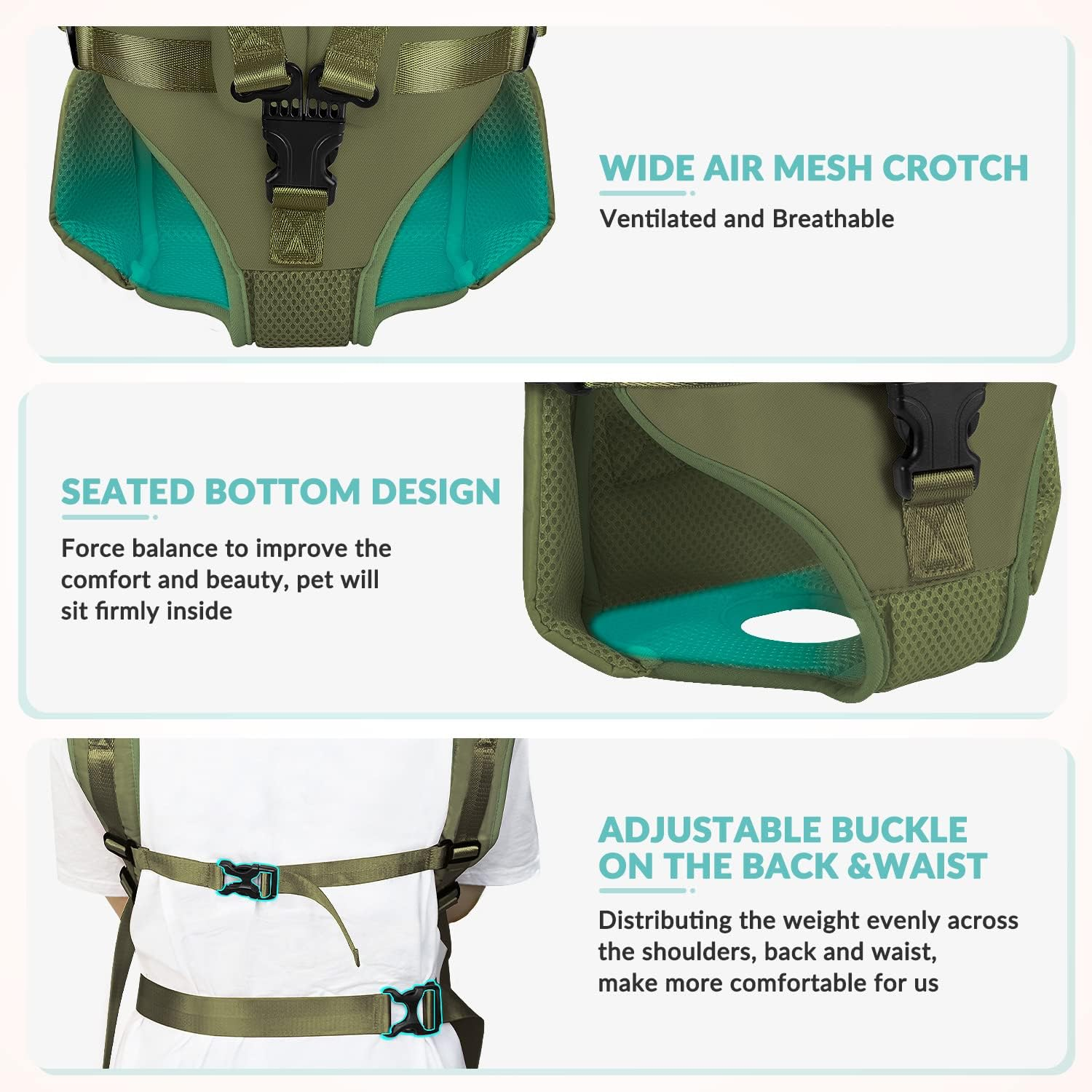 Slowton Dog Carrier Backpack, Adjustable Pet Dog Front Carrier, Legs Out & Easy-Fit & Breathable Dogs Safety Carrier Travel Bag for Puppy Small Medium Dogs for Camping Hiking Cycling