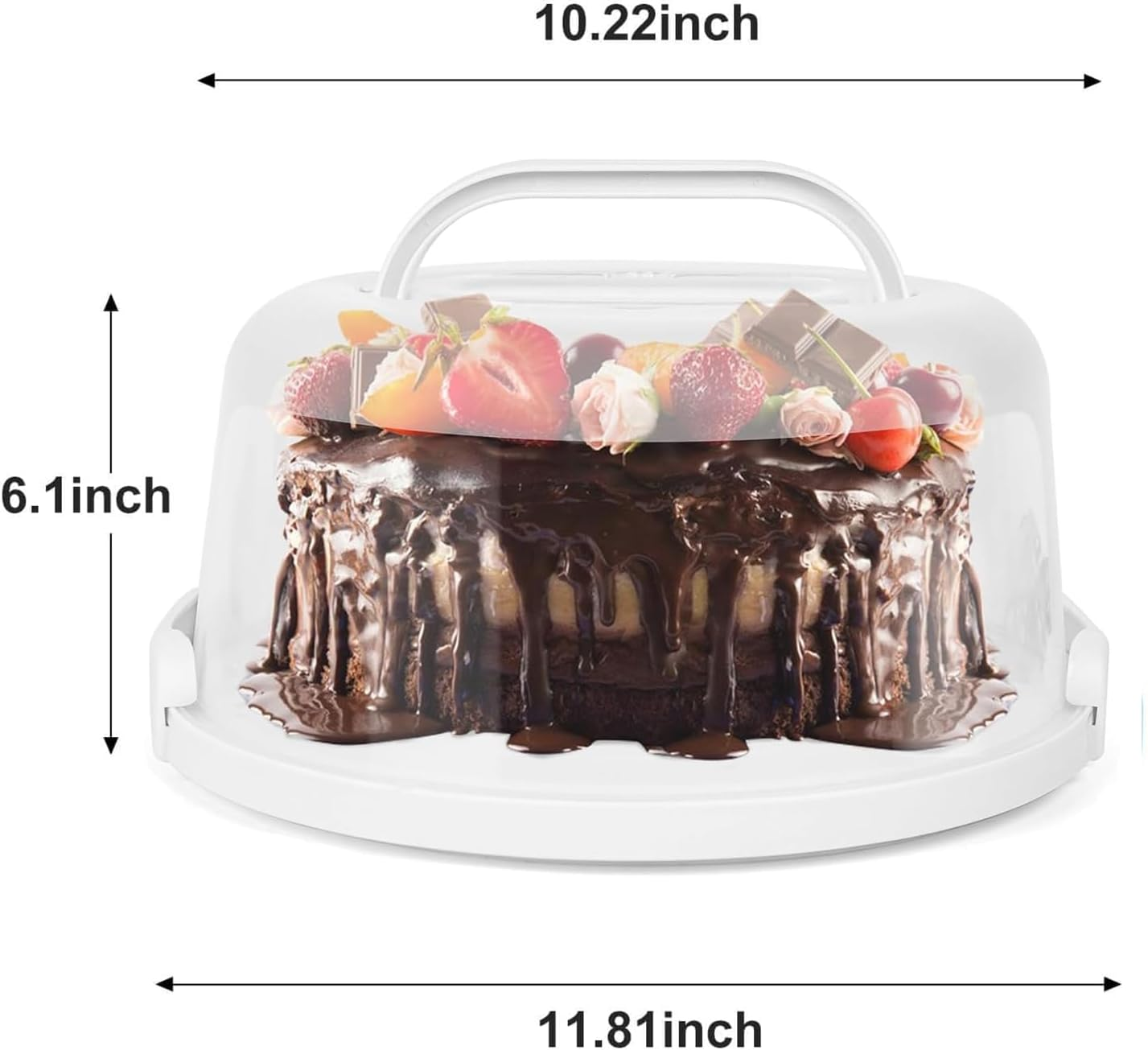 Cake Tray with Lid, 11 Inch round Cake Stand, Spacious Design for Large Cakes, Reliable Locking System, Clear Lid, Portable, White, Polypropylene, 100% Polypropylene image number 3