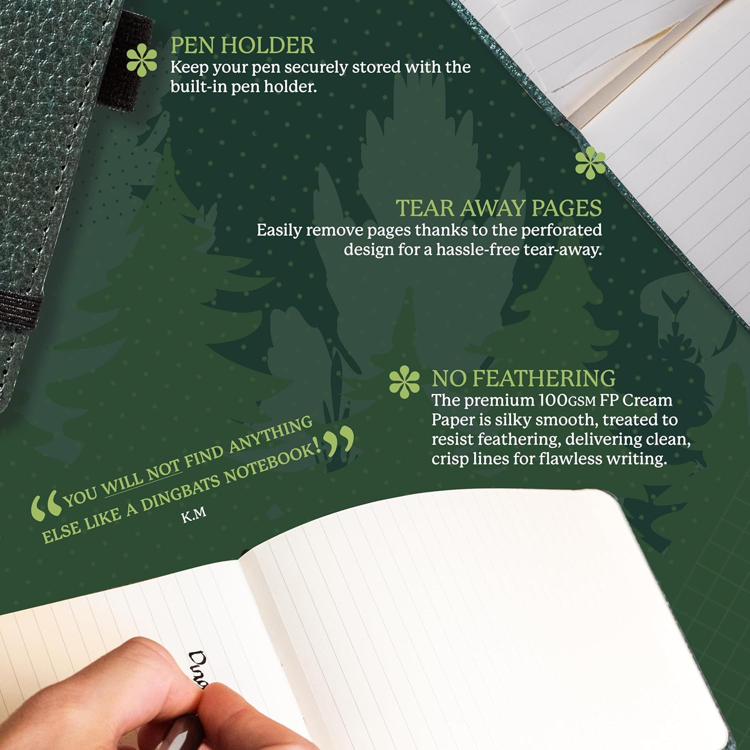 Dingbats A6+ Wildlife Green Deer Reporter Notebook - Plain Instead of Dingbats A6+ Wildlife Green Deer Reporter Notebook - Graphed image number 5