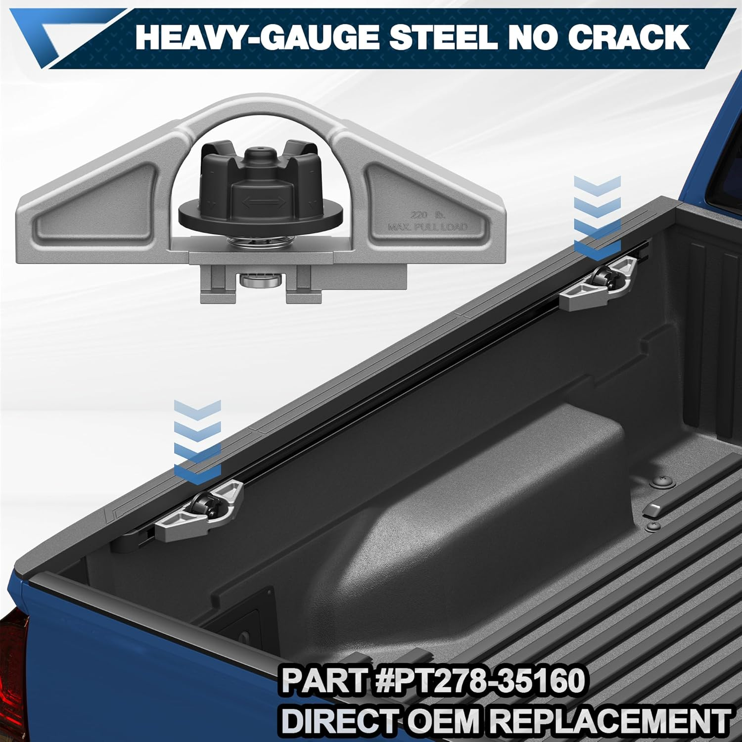 POFENZE Tie down Anchors Compatible with 2005-2024 Toyota Tacoma & Tundra (4Pcs) - Metal Bed Cleat Truck Bed Rail System Accessories, Cargo Tie-Down Striker(Part PT278-35160) image number 1