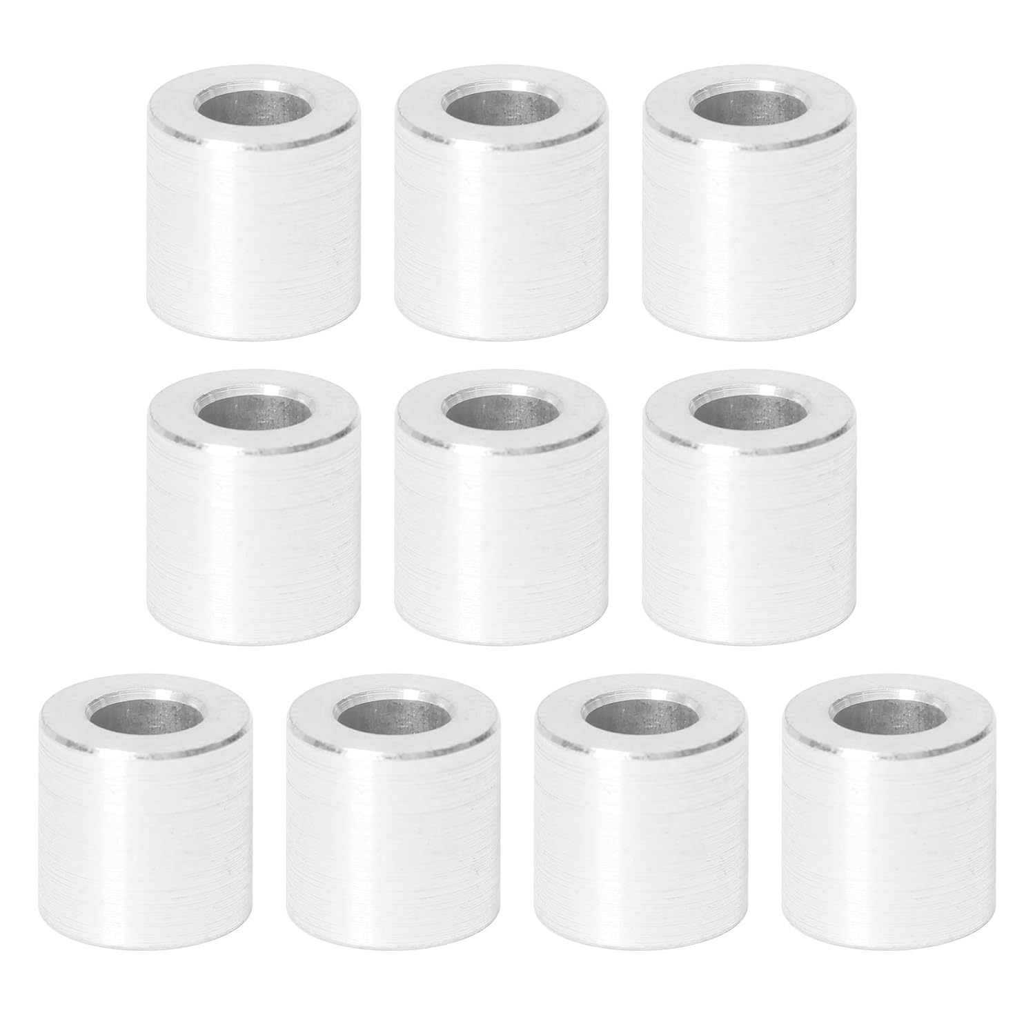 10Pcs M5 Aluminum Spacers, Metal Spacer Aluminum round 5.2Mm ID X 10Mm OD X 10Mm L Thickness Aluminum Spacer Screw Standoff for M5 Screw Bolts Silver image number 2
