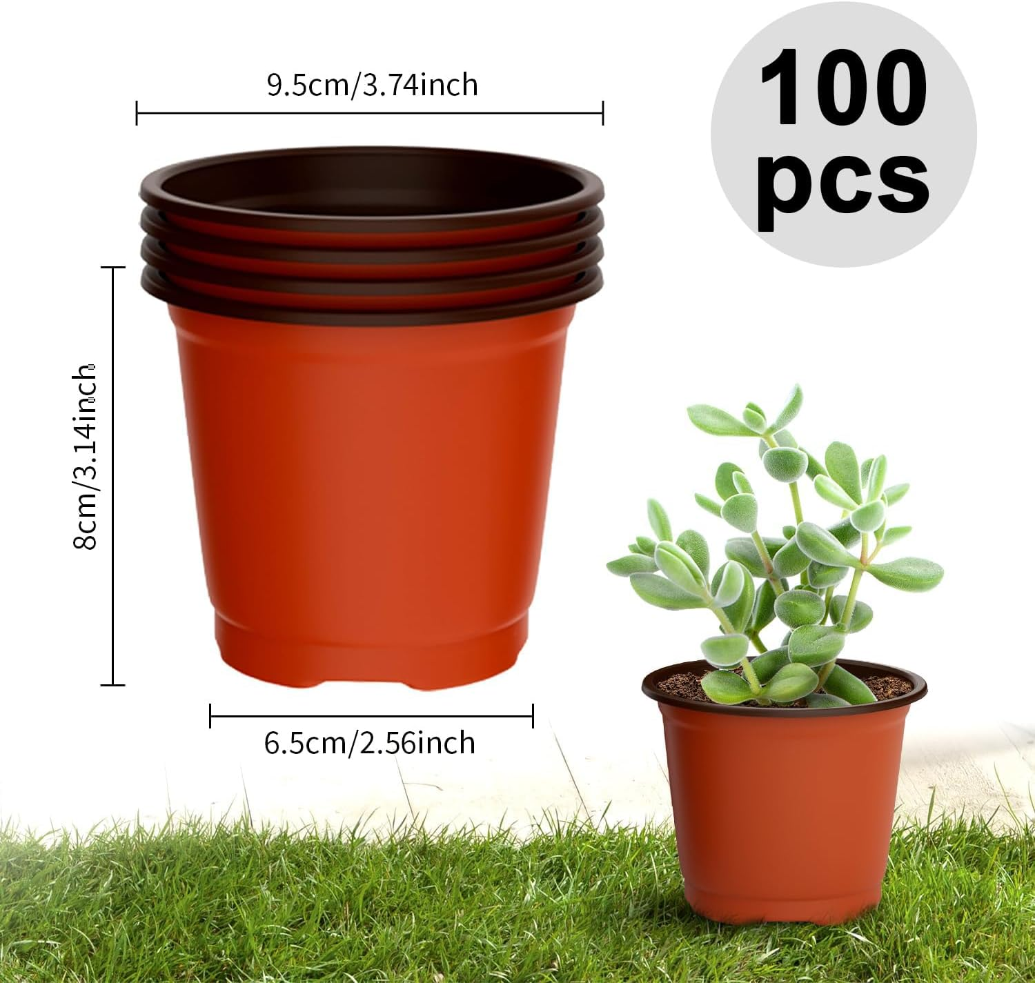 Nursery Pots Planting Pots 4 Inch Plant Pot 100Pcs image number 3