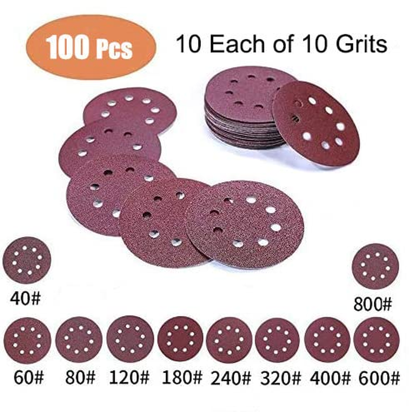 80Pcs Sanding Discs, Gyvazla Sanding Disc Pads 125Mm/5 Inch 8 Holes Hook and Loop 40/60/80/120/180/240/320/400 Sandpaper Assorted for Random Orbital Sander image number 3