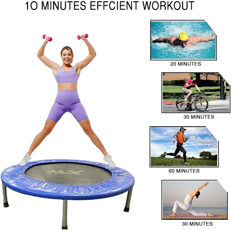 HCE Trampoline for Kids and Adults - 40-Inch, 10-Ft and 14Ft Bouncing Indoor and Outdoor Trampolines with Net Enclosure and Basketball Set image number 1