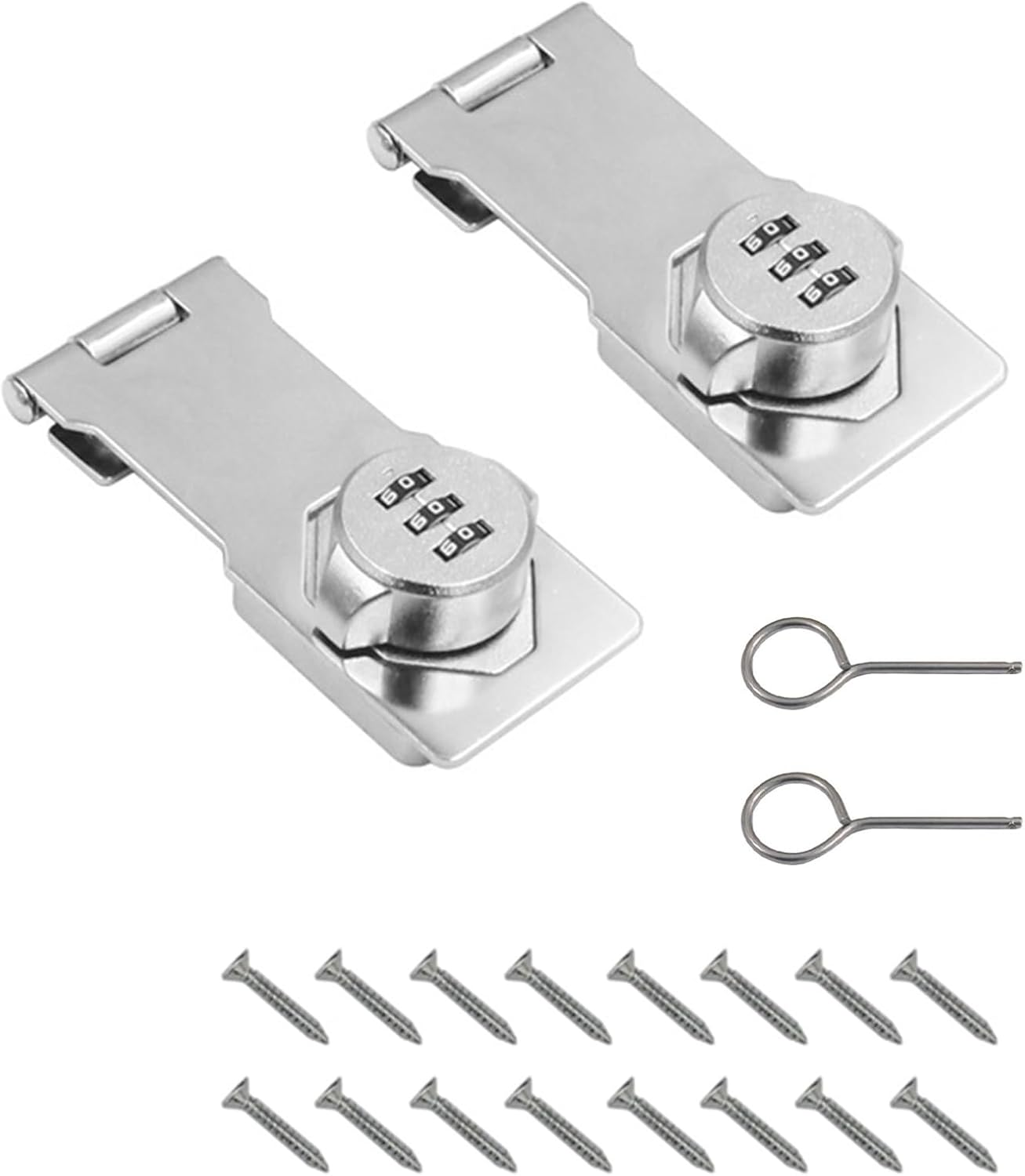 2X 4.5 Inch Mechanical Password Rotary Hasp Locks, Door Security Slide Latch Lock (Silver)