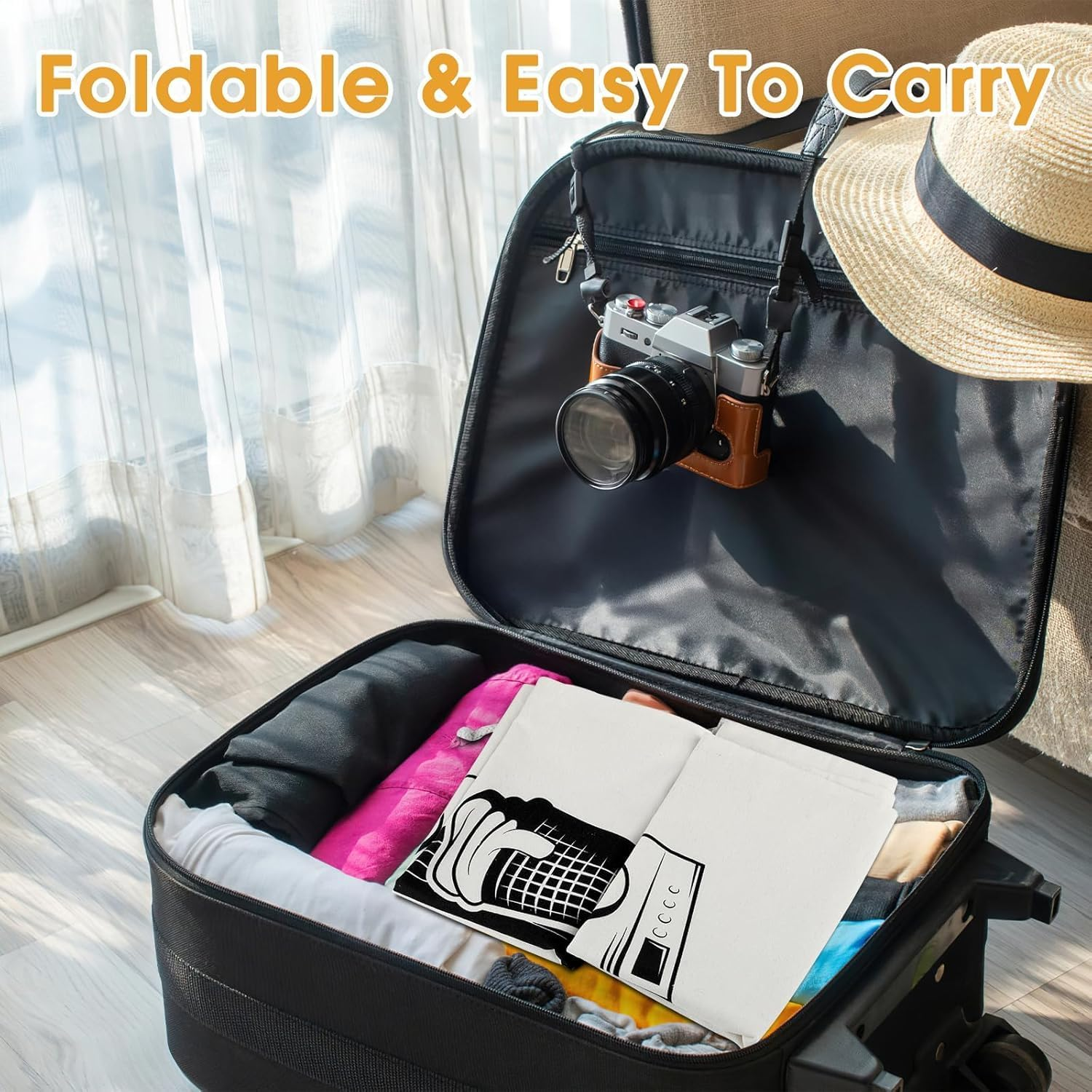 Pack of 2 Laundry Bags Travel, Cotton Laundry Bag Travel, Large Bag with Drawstring, Reusable Laundry Bag Dirty Laundry, Foldable Bag for Clothes Storage, 60 X 50 Cm(White) image number 6