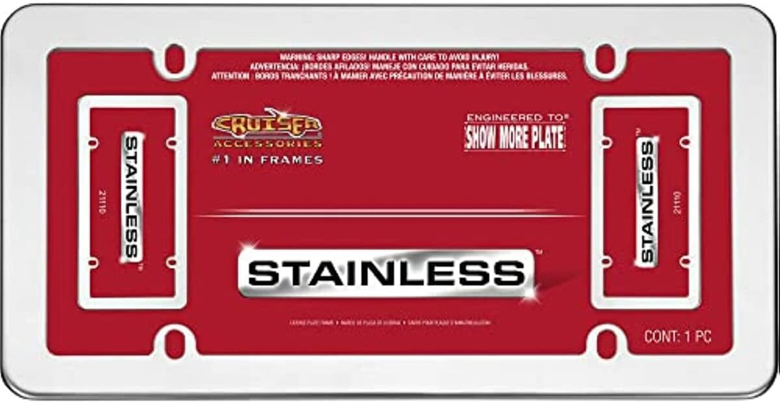Cruiser Accessories 21010 Stainless Steel Elite License Plate Frame Stainless 1 Frame Stainless Steel image number 1