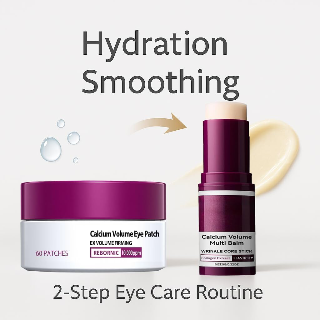 Eye Care Duo &ndash; Calcium Volume Multi Balm Stick + Hydrogel under Eye Patches 60Ea (30 Pairs), Hydrating & Smoothing Eyes Treatment, Gentle on Skin, Travel-Friendly image number 5