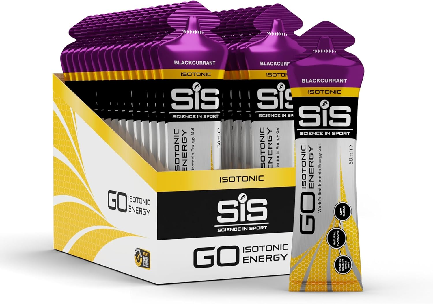 Science in Sport GO Isotonic Energy Gels, Blackcurrant Flavour, 60 Ml per Serving (30 Pack)