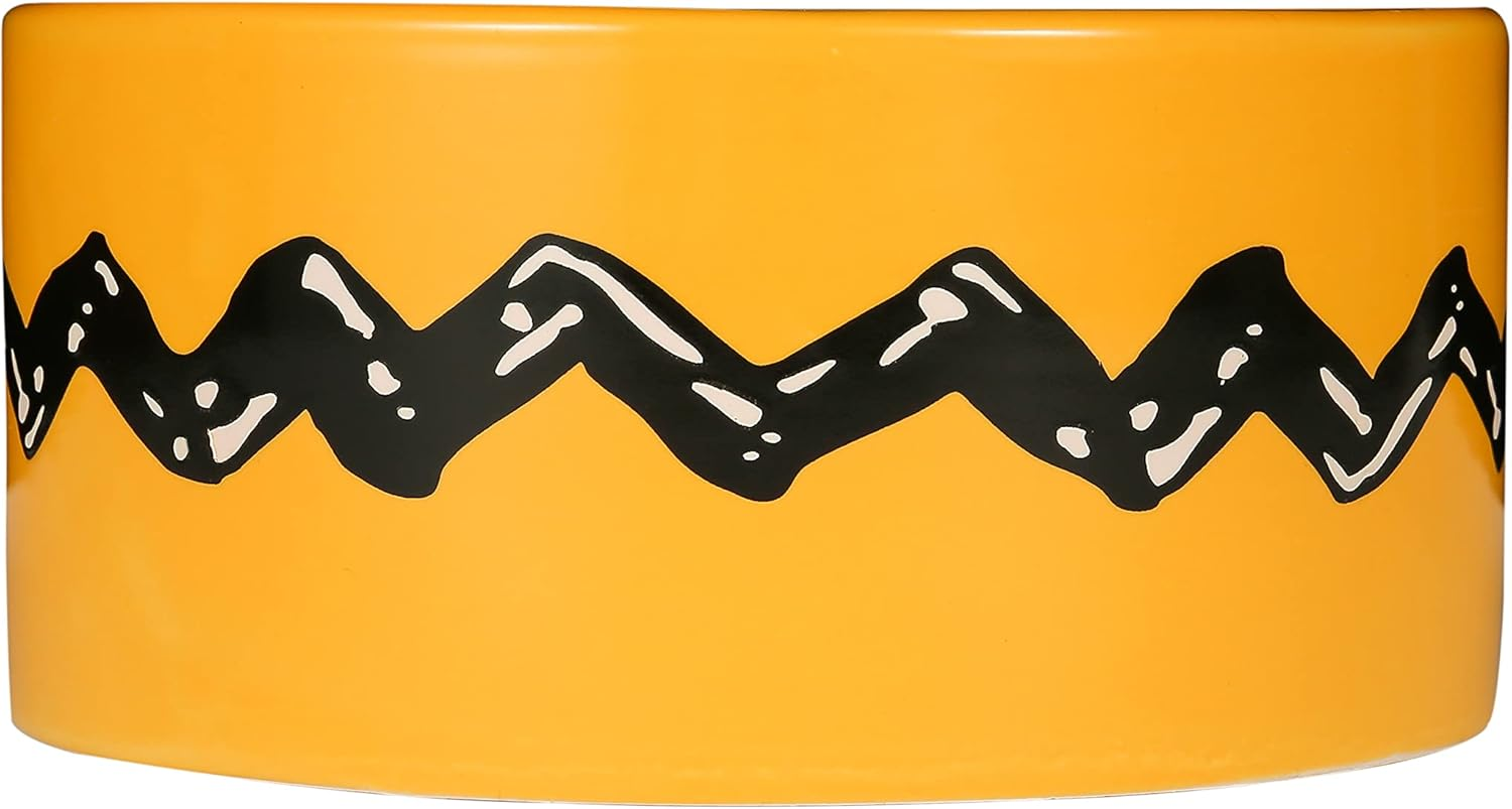 Peanuts Ceramic Dog Bowl Good Grief Charlie Brown | Yellow Ceramic Peanuts Dog Bowl Holds up to 3.5 Cups Dog Food or Water | Dog Water Bowl and Dog Food Bowl from Peanuts