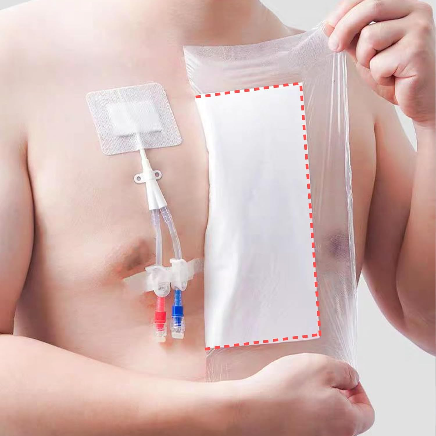 Wound Adhesive Film Bandage,Dialysis Catheter Shower Cover,Waterproof Ostomy Bag Protector Shield,Large Adhesive Dressing Absorbent Patche-10"X10"-6Pcs image number 6