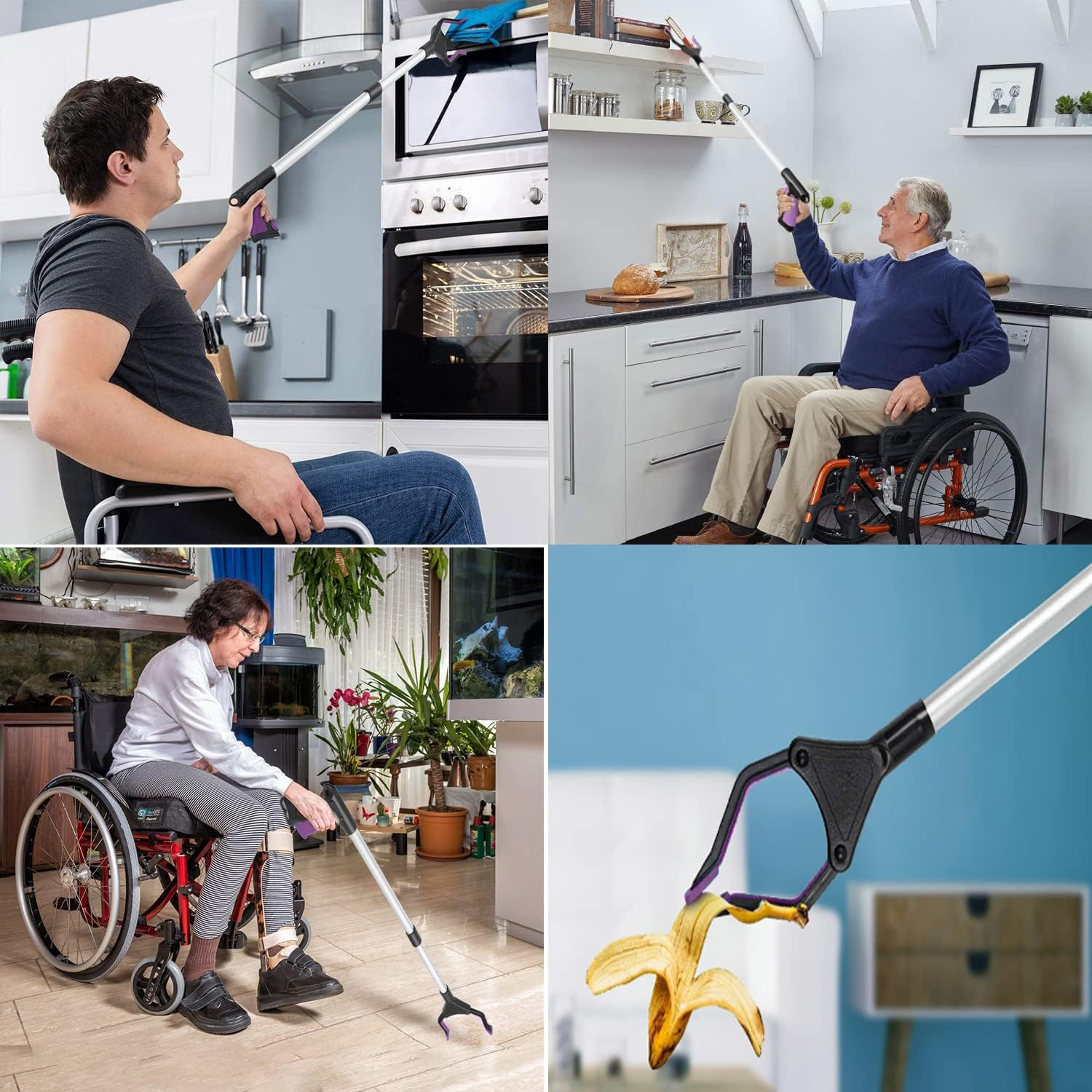 2-Pack Reacher Grabber Pickup Tool, 32" Long Grabber Reacher Tool, Trash Picker Grabber for Elderly Grab It Reaching Tool, Garbage Picker Upper Grabber, Litter Pick up Grab Tool, Claw Grabber Stick (Purple) image number 3