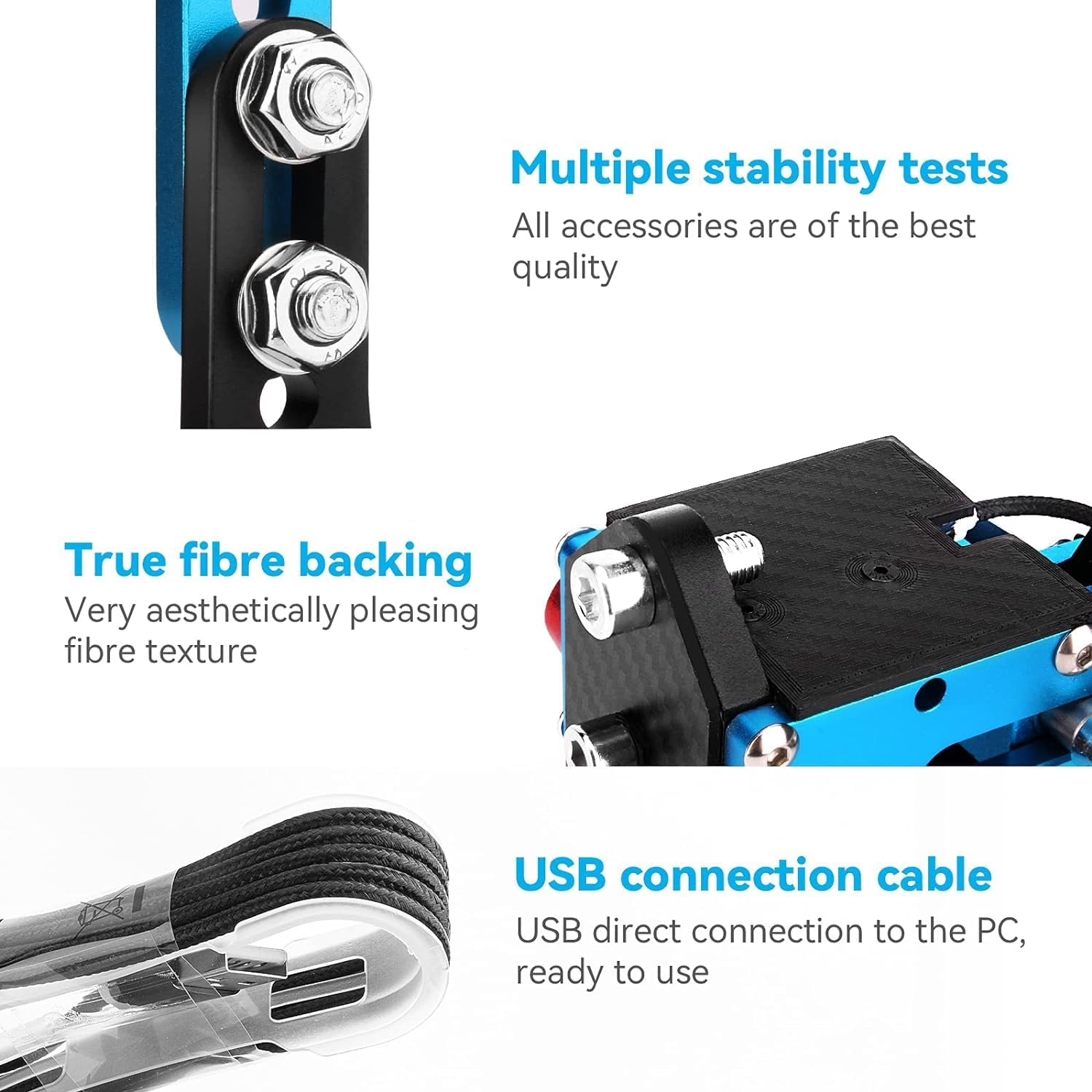 64 Bit USB Handbrake with Clamp for PC Windows Sim Racing Games G25 G27 G29 T500 FANATECOSW Dirt Rally with Handle Grip Blue image number 6