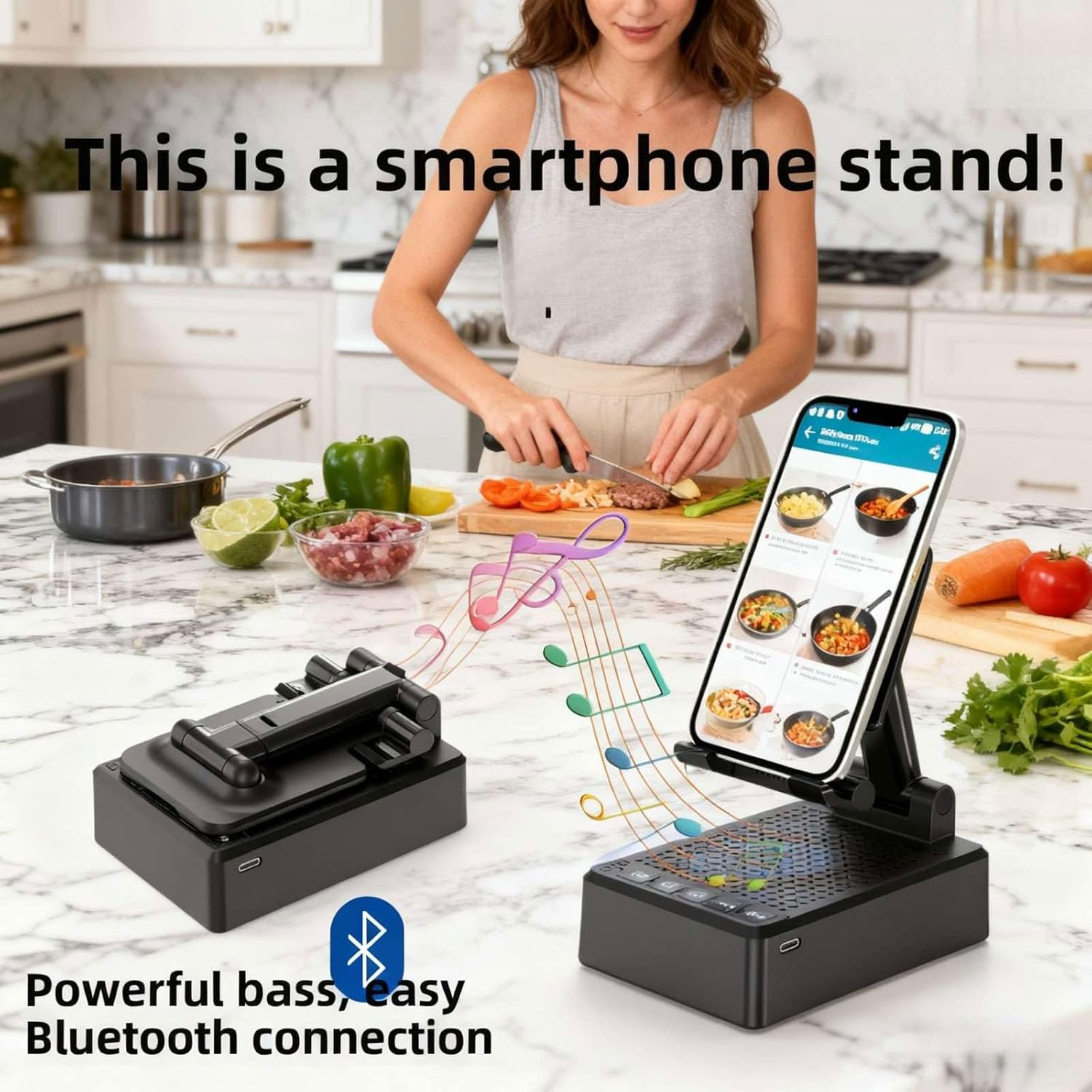 Naytrion-Hi-Fi Speakers with Phone Holder,Gifts for Men Women,Multifunctional Portable Speaker with Built-In Phone Stand,Birthday Gifts,Gadgets for Men,Cool Tech Gadgets,Music & Home Office Use image number 4