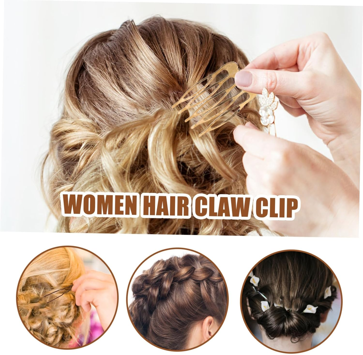 UKCOCO 10 Pieces Side Combs for Women Mini Combs Decorative Gold Hair Accessories Wedding Ceremony image number 2