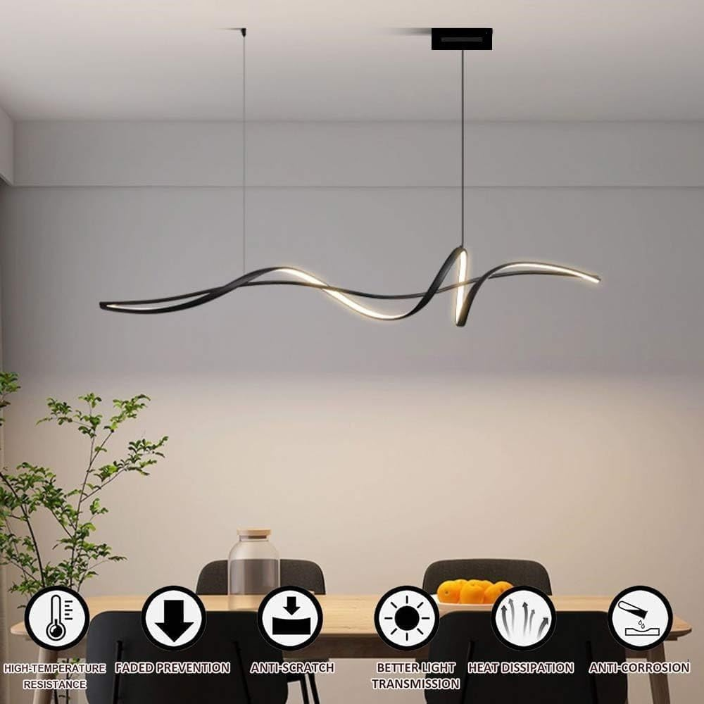 BAMDECOR A036 Modern LED Linear Pendant Lights with Dimmable LED and Adjustable Hanging Length 120Cm -Black image number 4