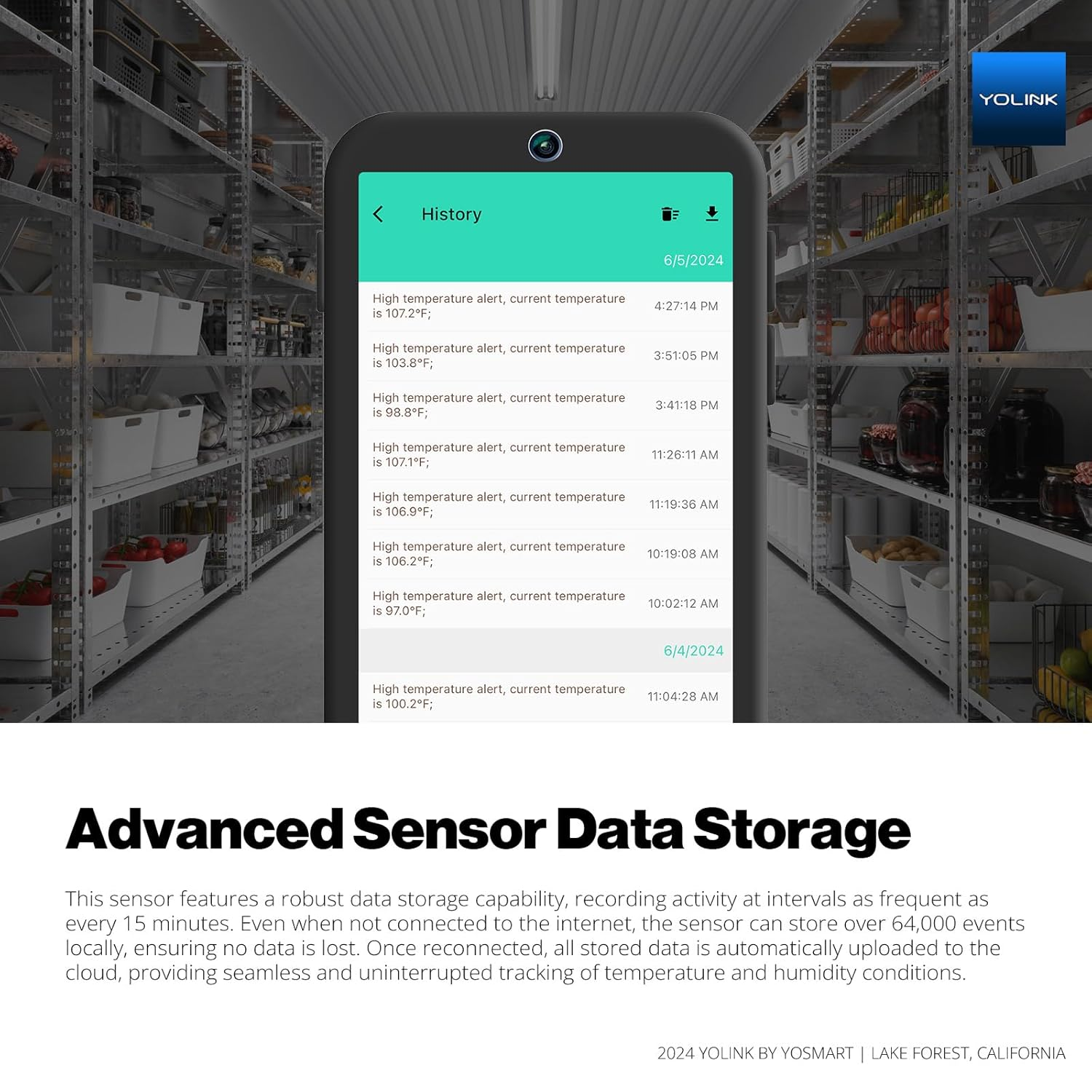 Yolink Indoor Hygrometer Thermometer, 2-Year Data Storage Export, Advanced Offline Storage, Lora Tech, App Push, Email, SMS, Hub Included image number 1