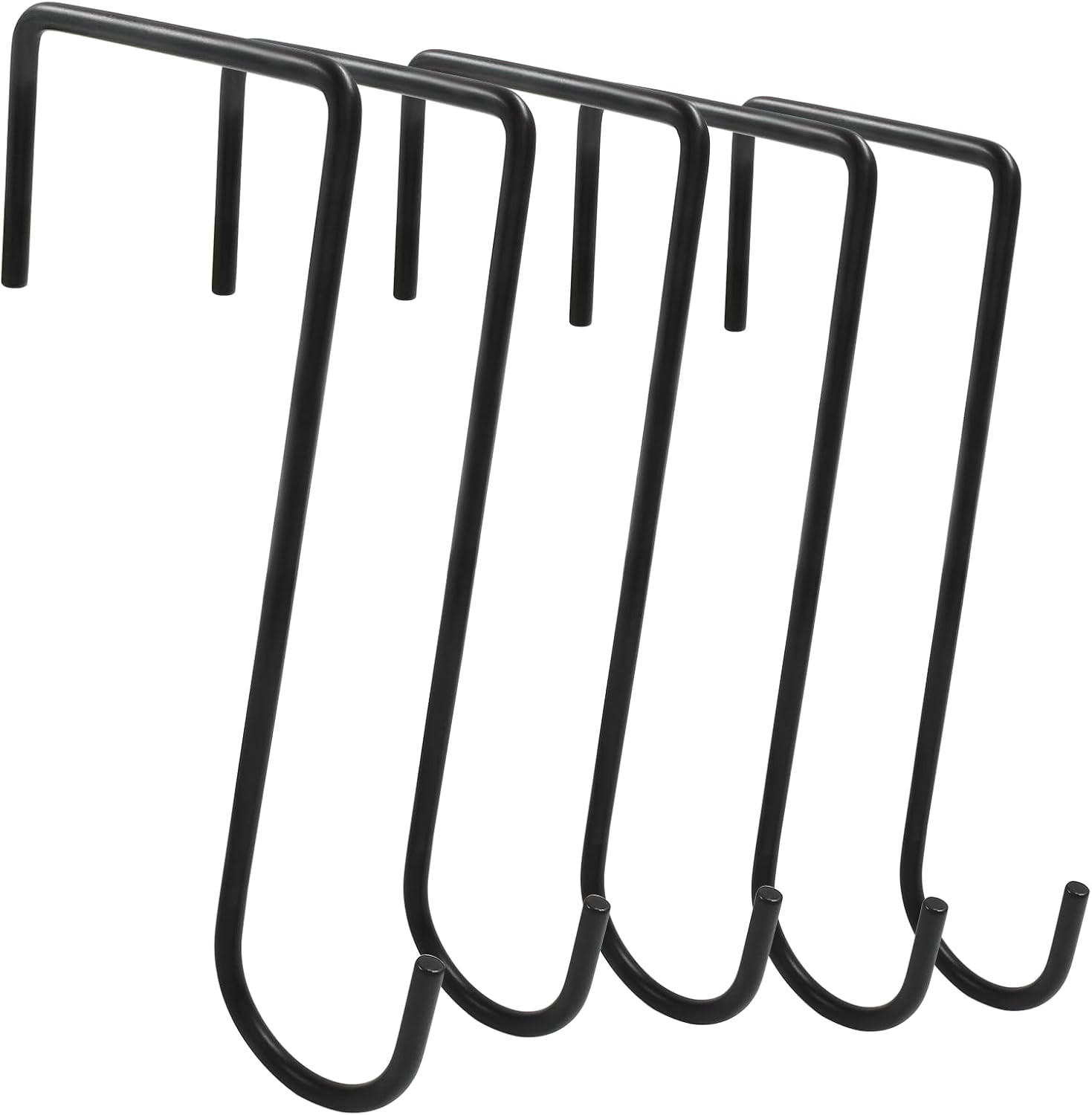 Hitefu 6PCS Vinyl Fence Hooks, 2 X 6 Inches Patio Hooks, Black Powder Coated Steel Hangers for Hanging Bird Feeder, Plants, Lights, Planters, Pool Equipment