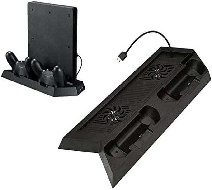 3 in 1 Playstation 4 PS4 & Slim Controller Console Vertical Charger Stand Dock with Cooling Fan and USB Hub image number 2