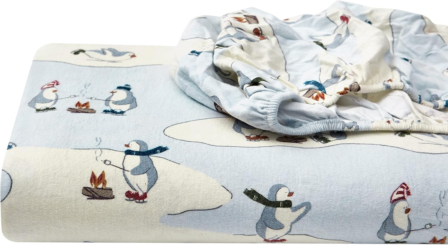 Eddie Bauer - Full Sheets, Cotton Flannel Bedding Set, Brushed for Extra Softness, Cozy Home Decor (Skating Penguin, 4 Pcs, Full) image number 6